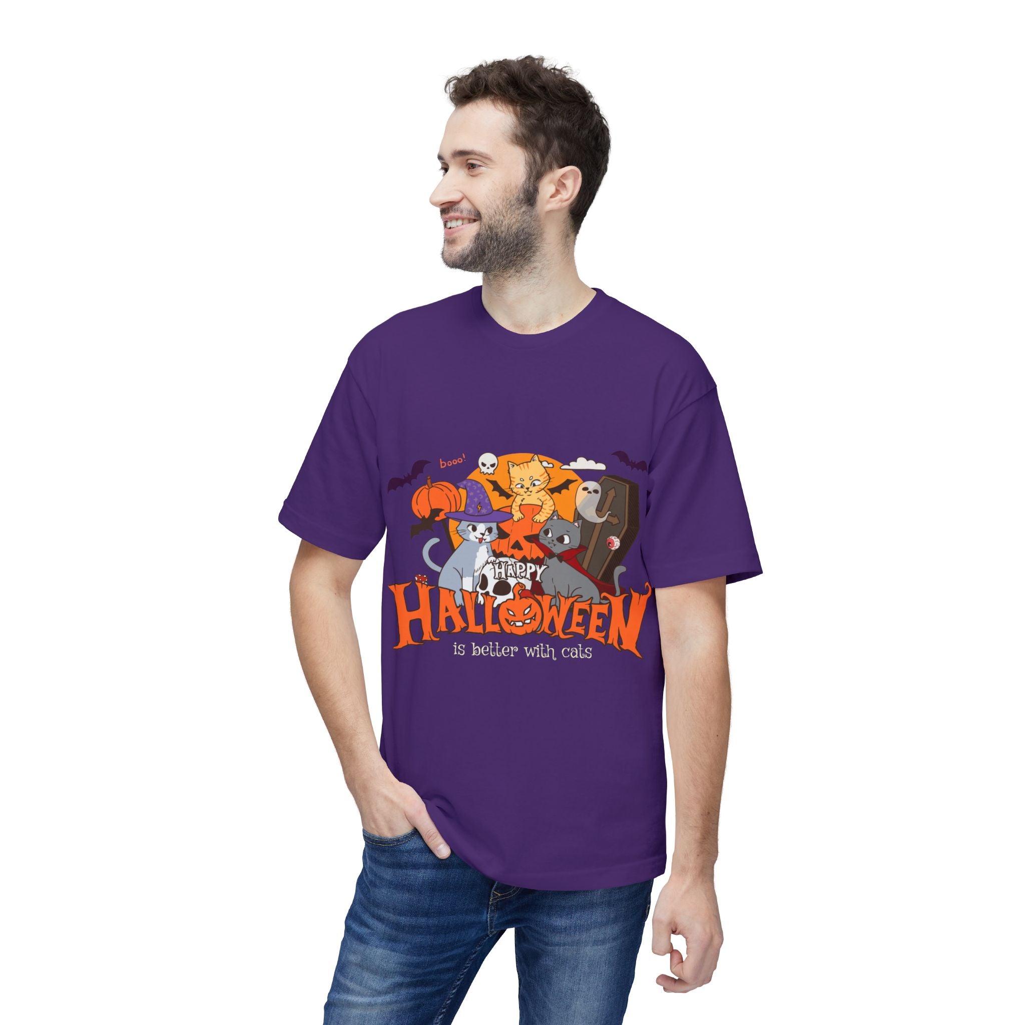 Halloween is Better with Cats | Unisex Midweight T-shirt, Made in US
