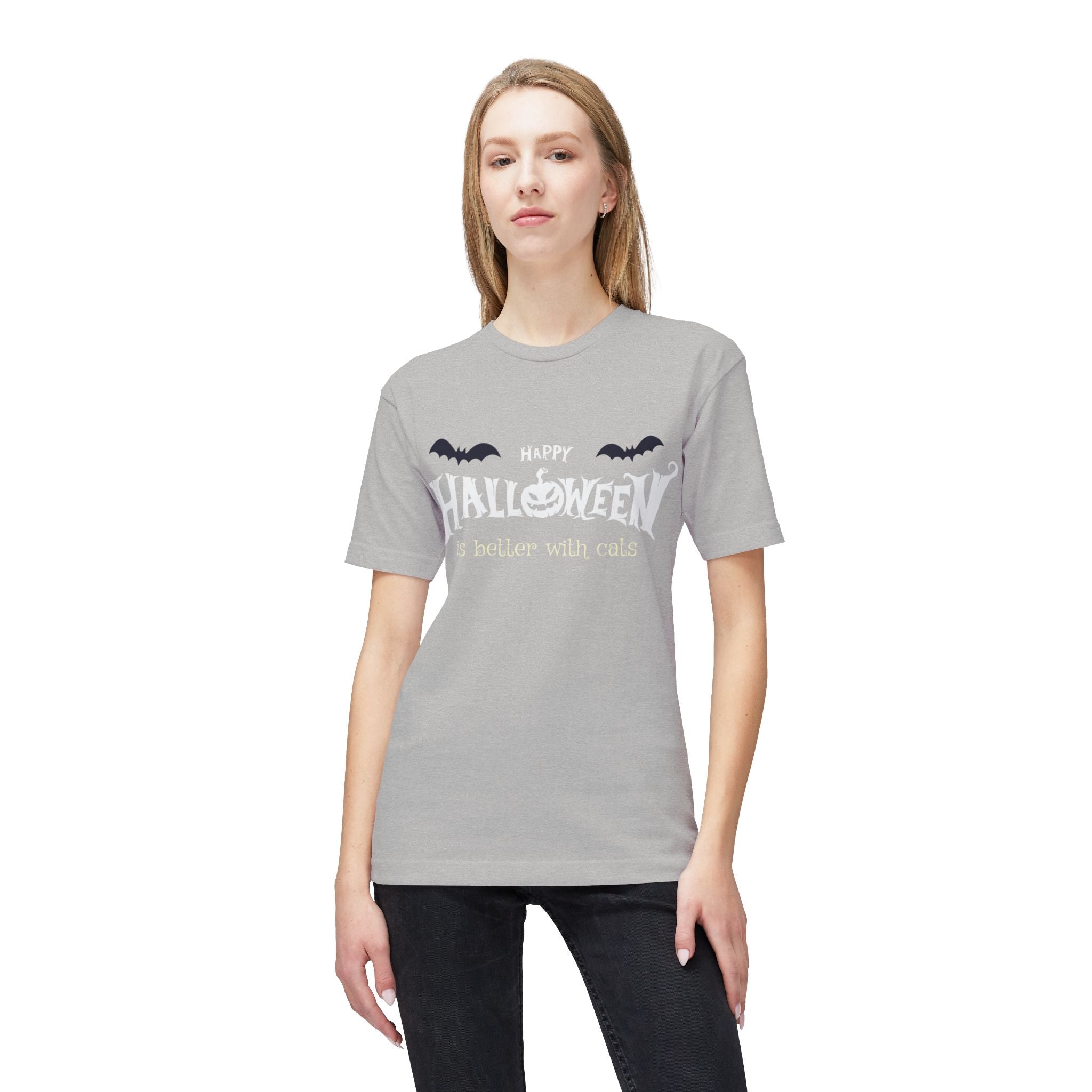Halloween with Witch's Cats | Unisex Midweight T-shirt, Made in US