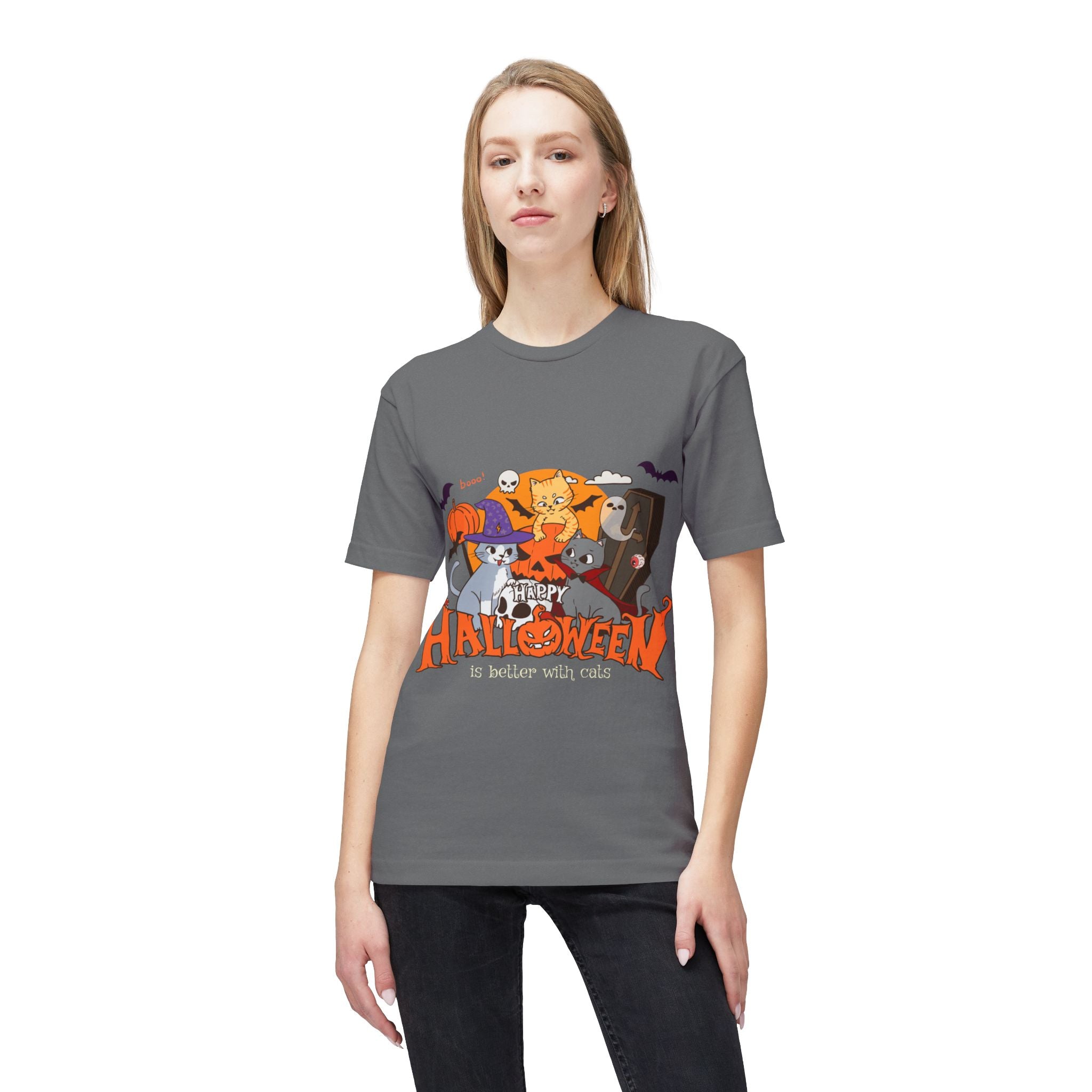 Halloween is Better with Cats | Unisex Midweight T-shirt, Made in US