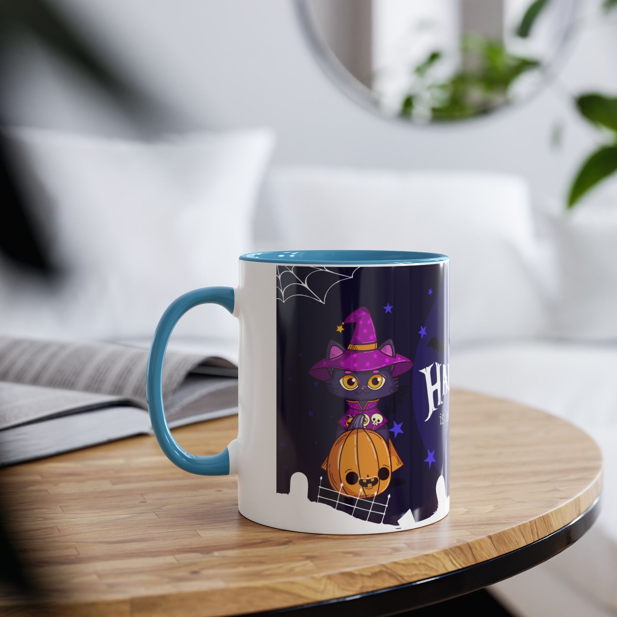 Happy Halloween with Witch's Cats | Two-Tone Coffee Mugs