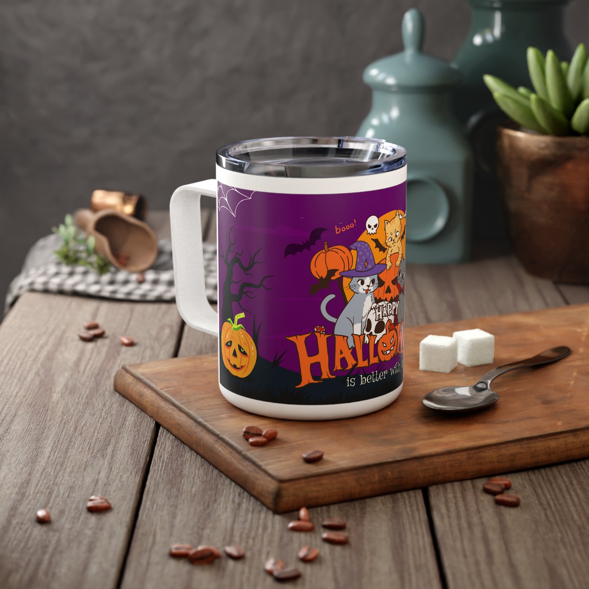 Happy Halloween is Better with Cats | Insulated Coffee Mug