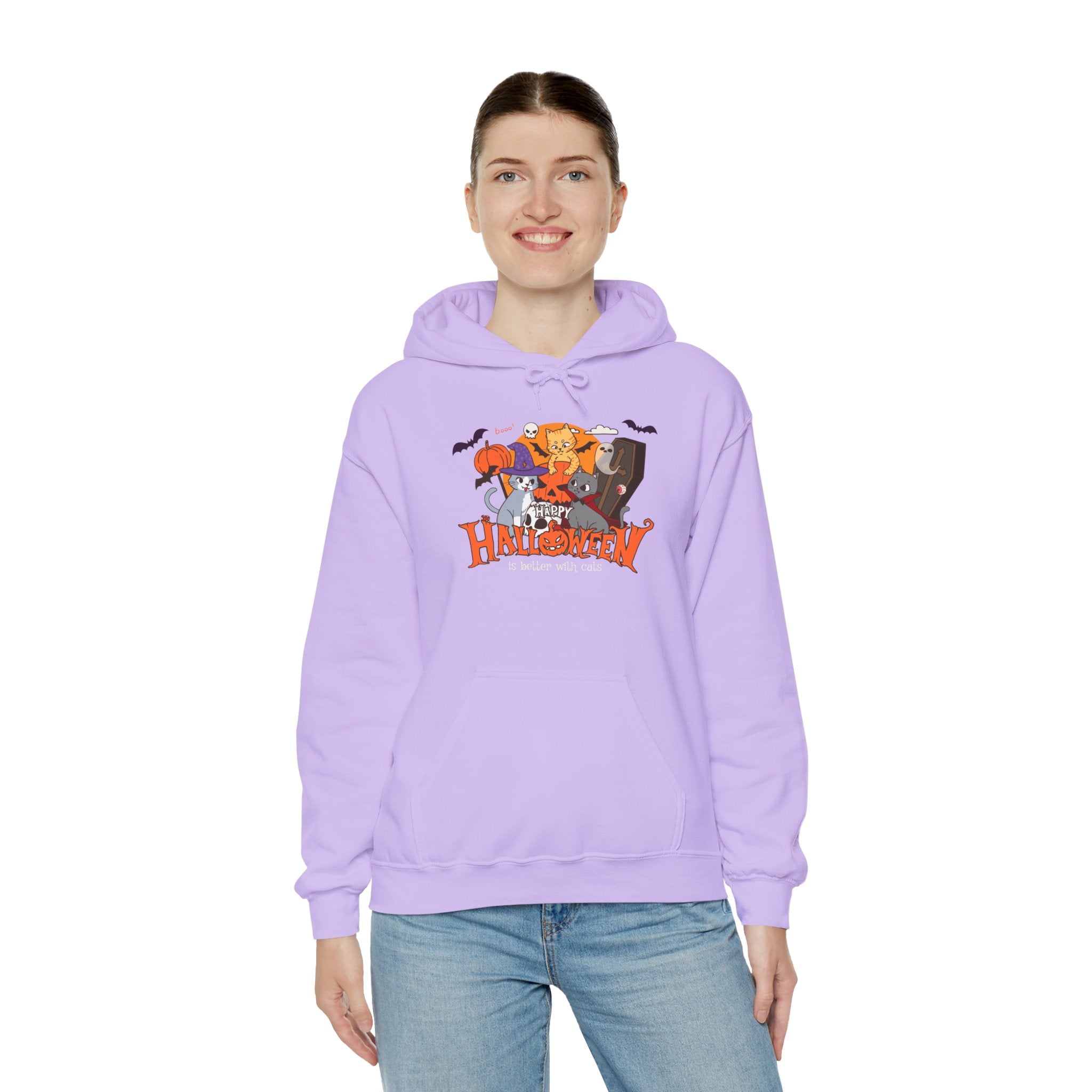 Halloween is Better with Cats | Unisex Heavy Blend Hooded Sweatshirt