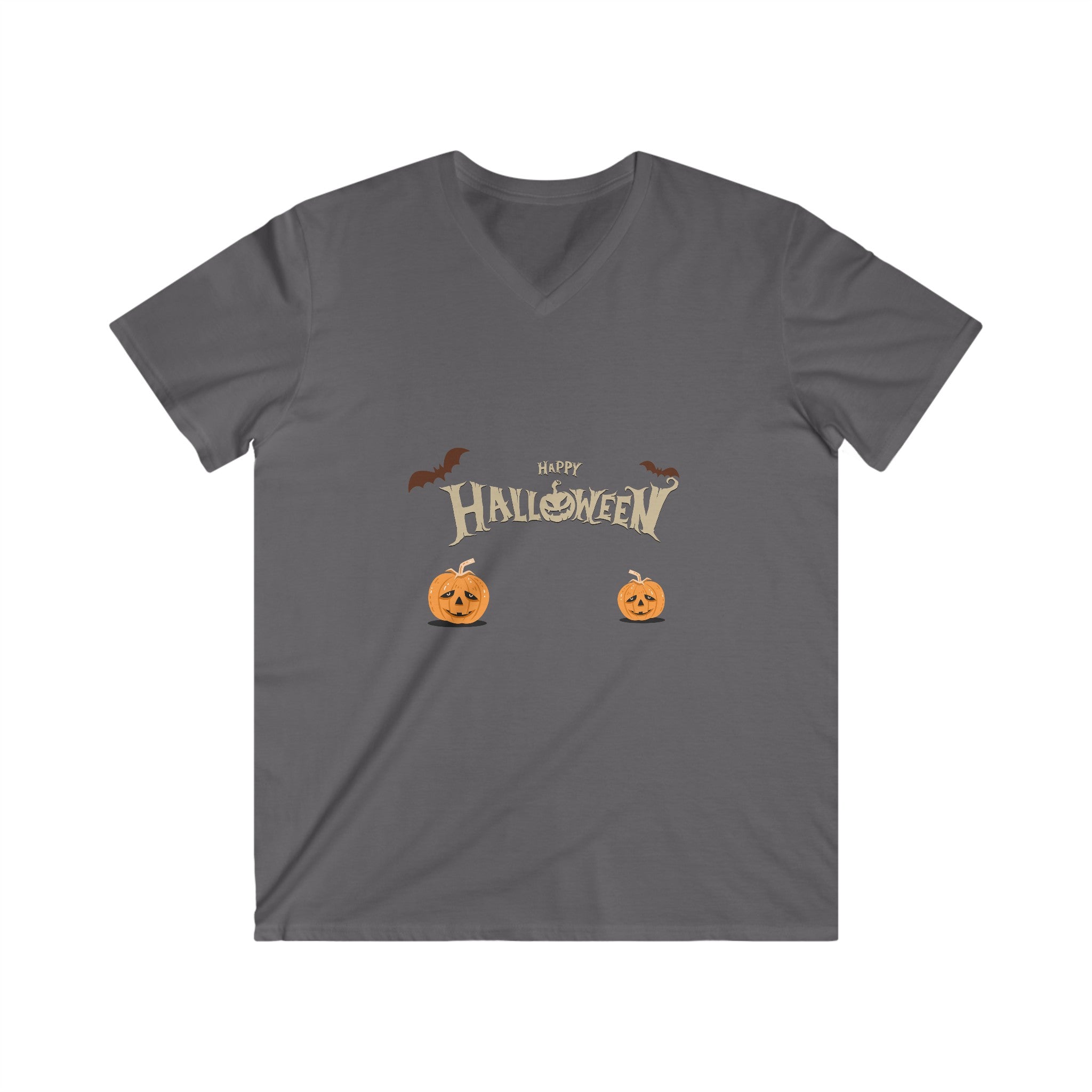 Halloween with Pumpkins | Men's Fitted V-Neck Short Sleeve Tee