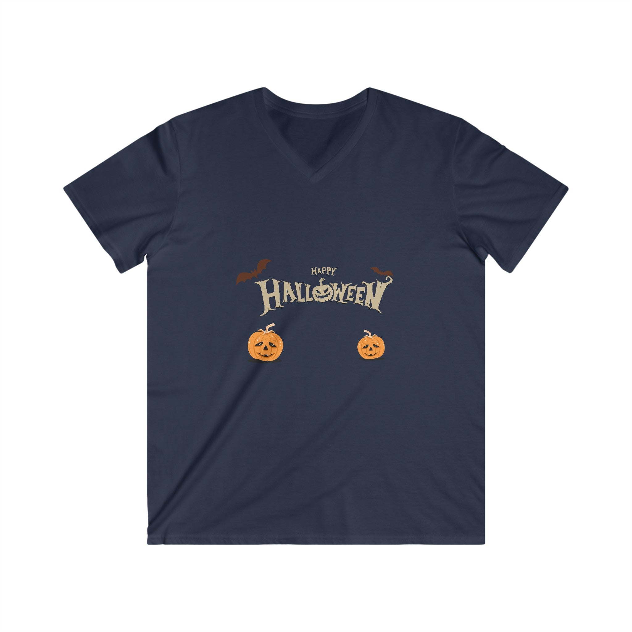 Halloween with Pumpkins | Men's Fitted V-Neck Short Sleeve Tee