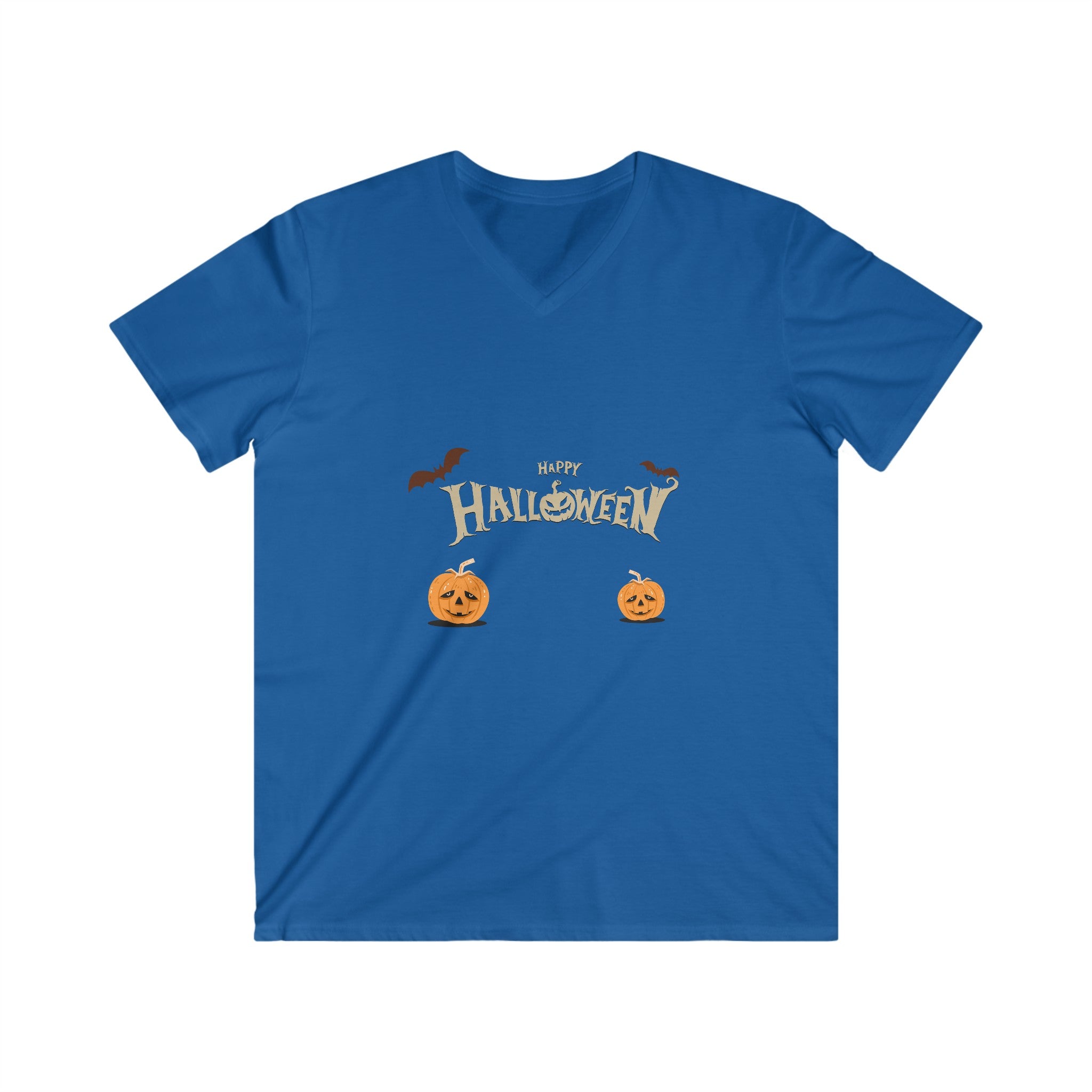 Halloween with Pumpkins | Men's Fitted V-Neck Short Sleeve Tee