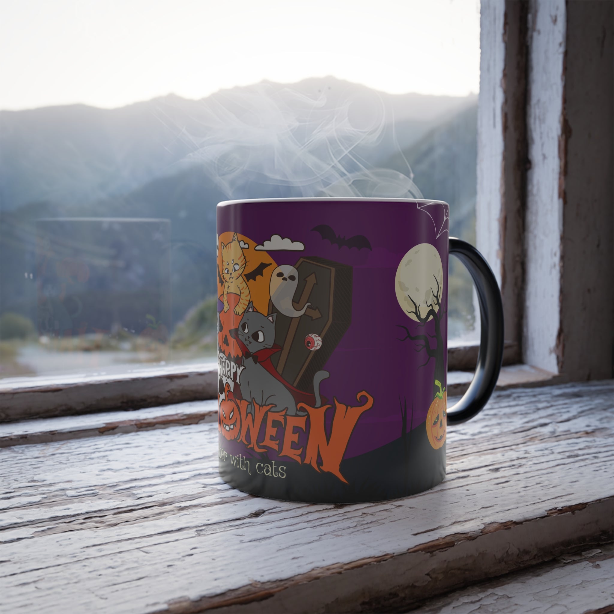 Happy Halloween is Better with Cats | Color Morphing Mug
