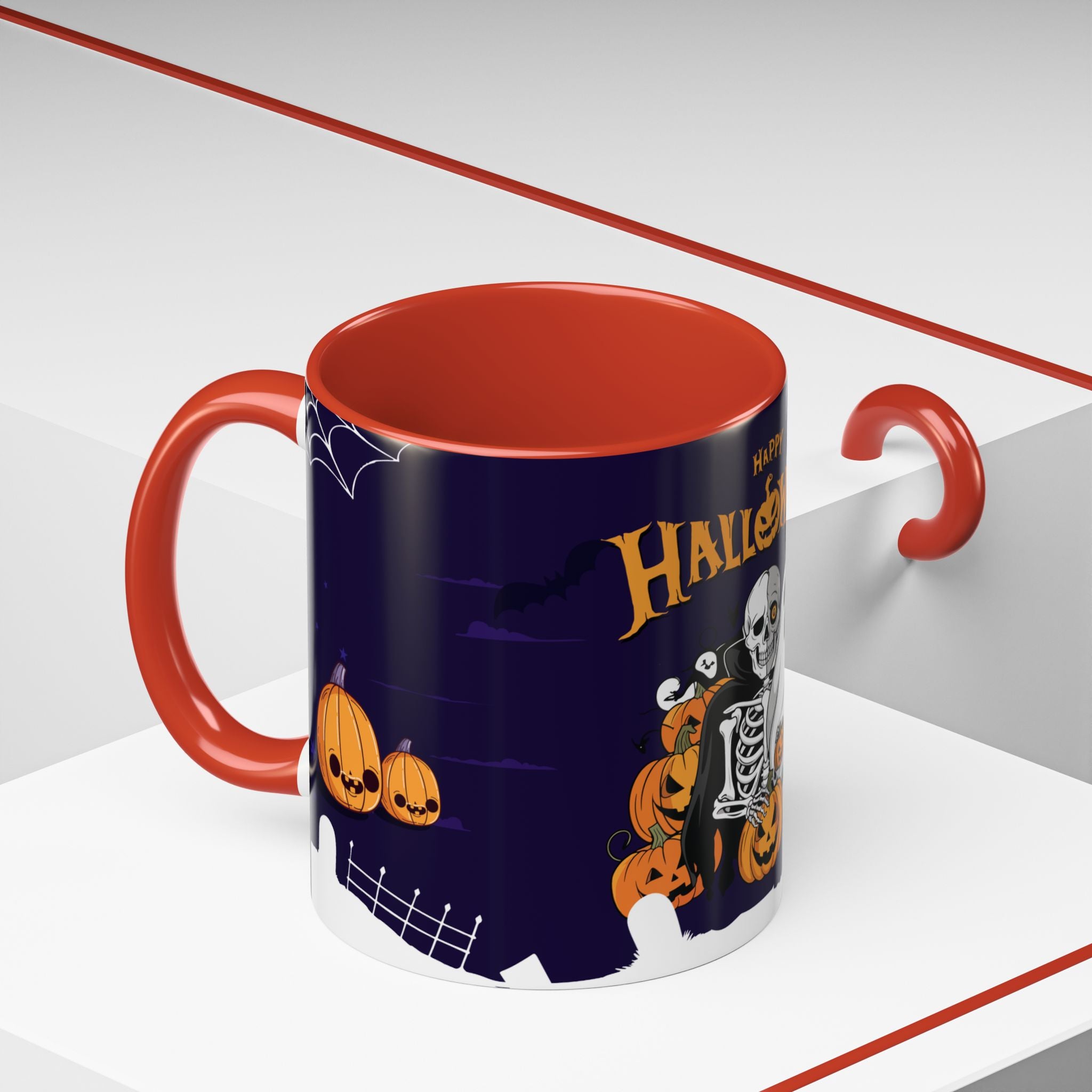 Happy Halloween with Skeleton | Accent Coffee Mug