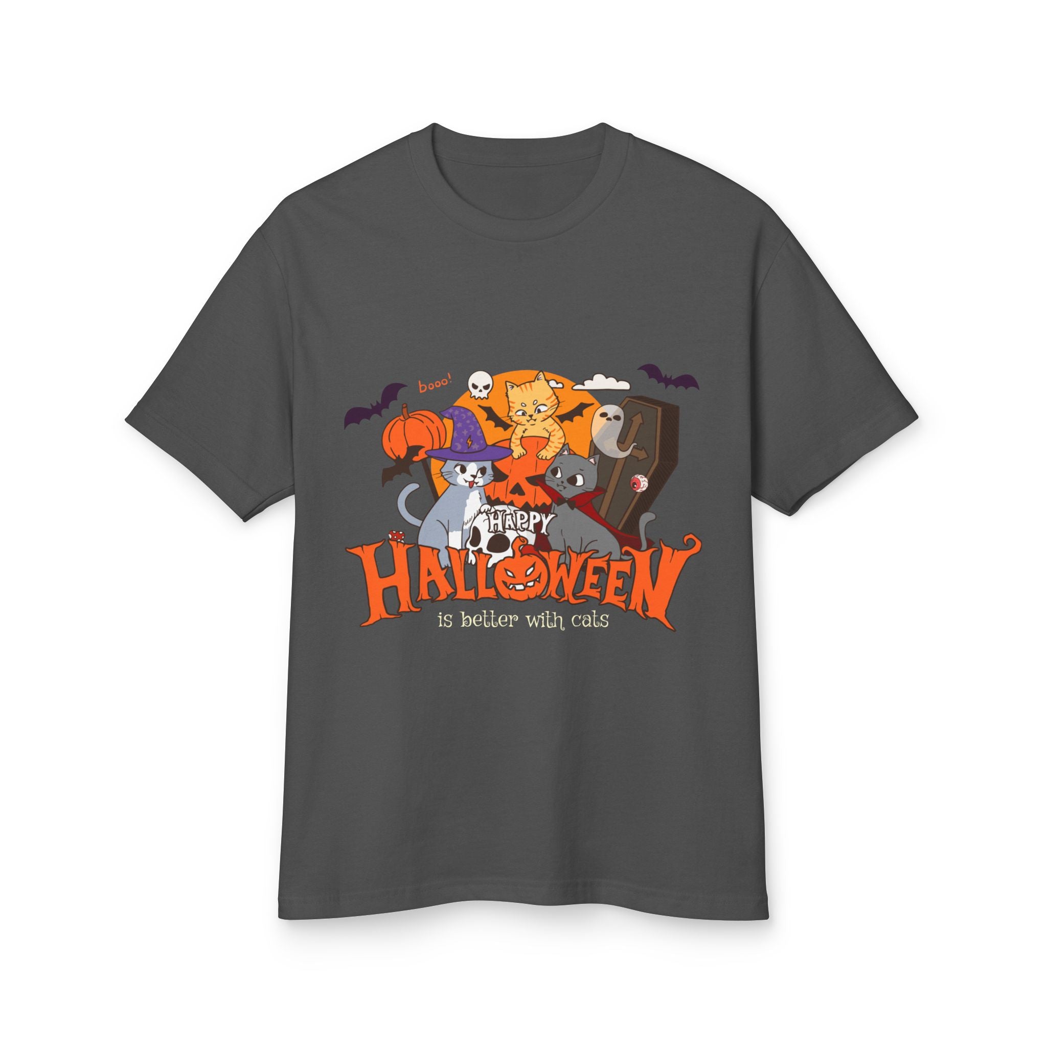 Halloween is Better with Cats | Unisex Garment-Dyed Heavyweight Cotton Tee