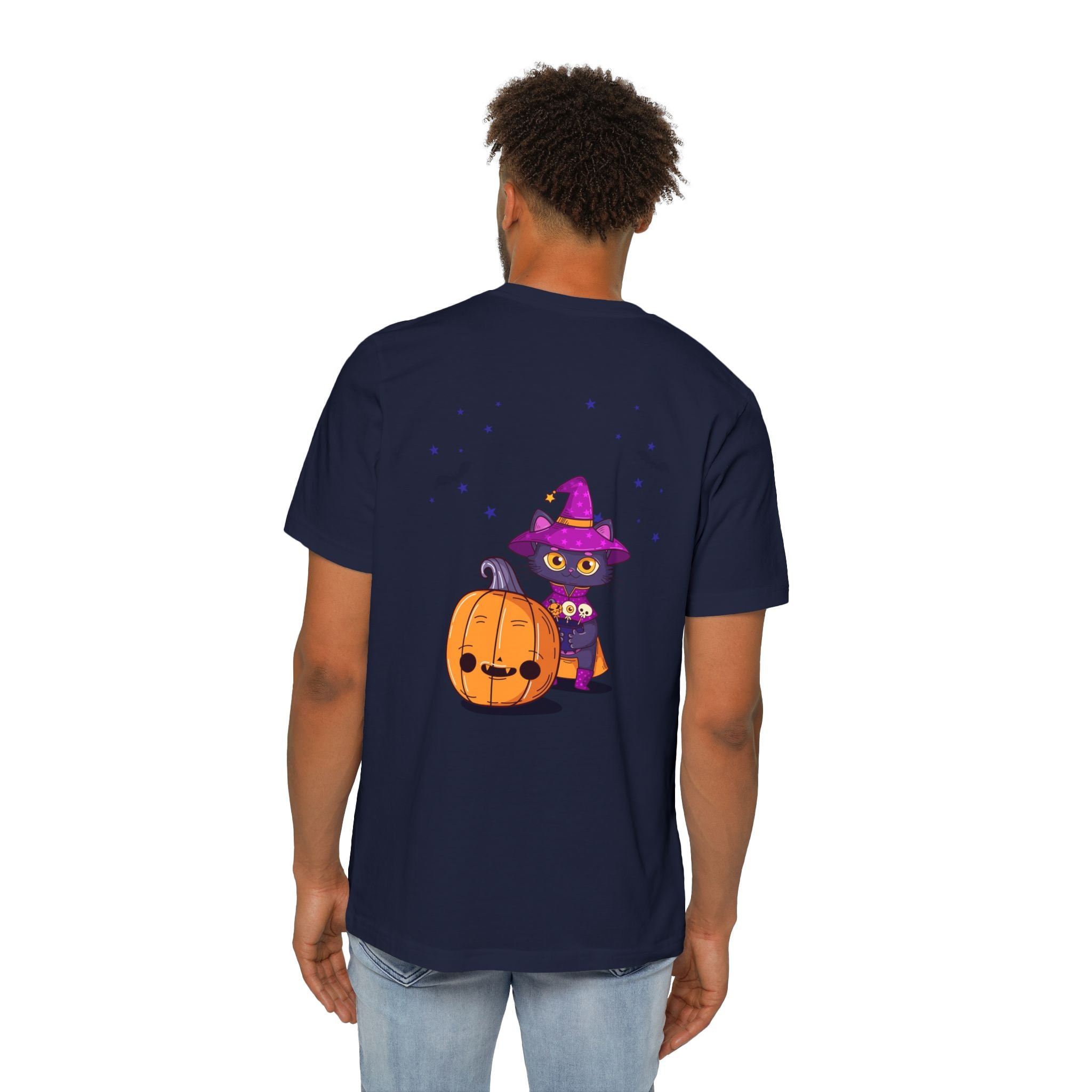 Halloween with Witch's Cats | USA-Made Unisex Short-Sleeve Jersey T-Shirt