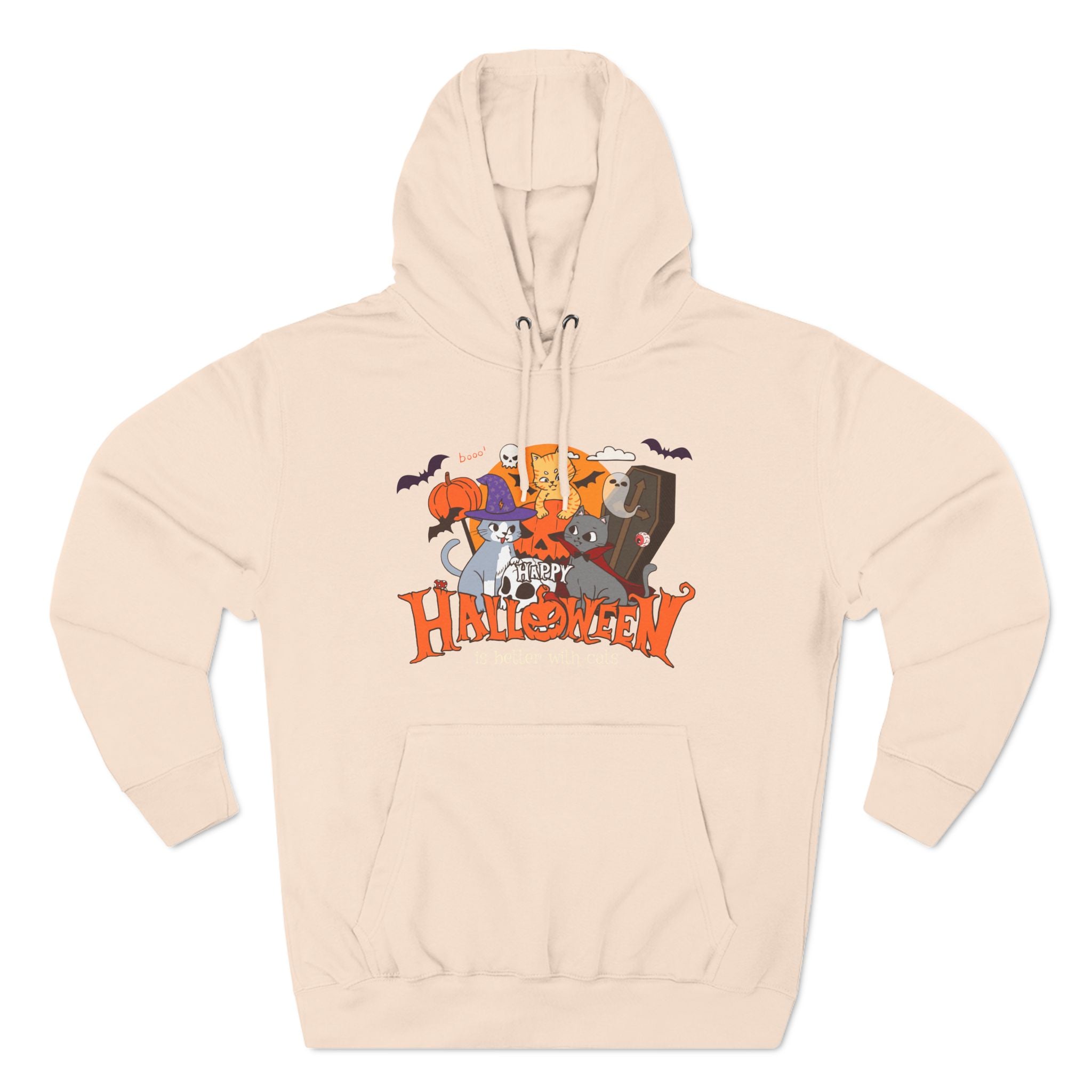 Halloween is Better with Cats | Three-Panel Fleece Hoodie