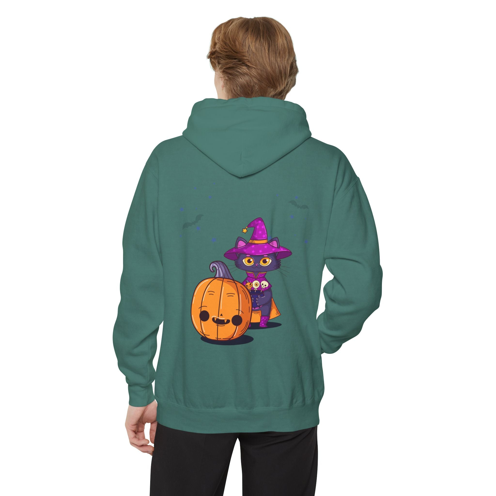Halloween with Witch's Cats | Unisex Garment-Dyed Hoodie