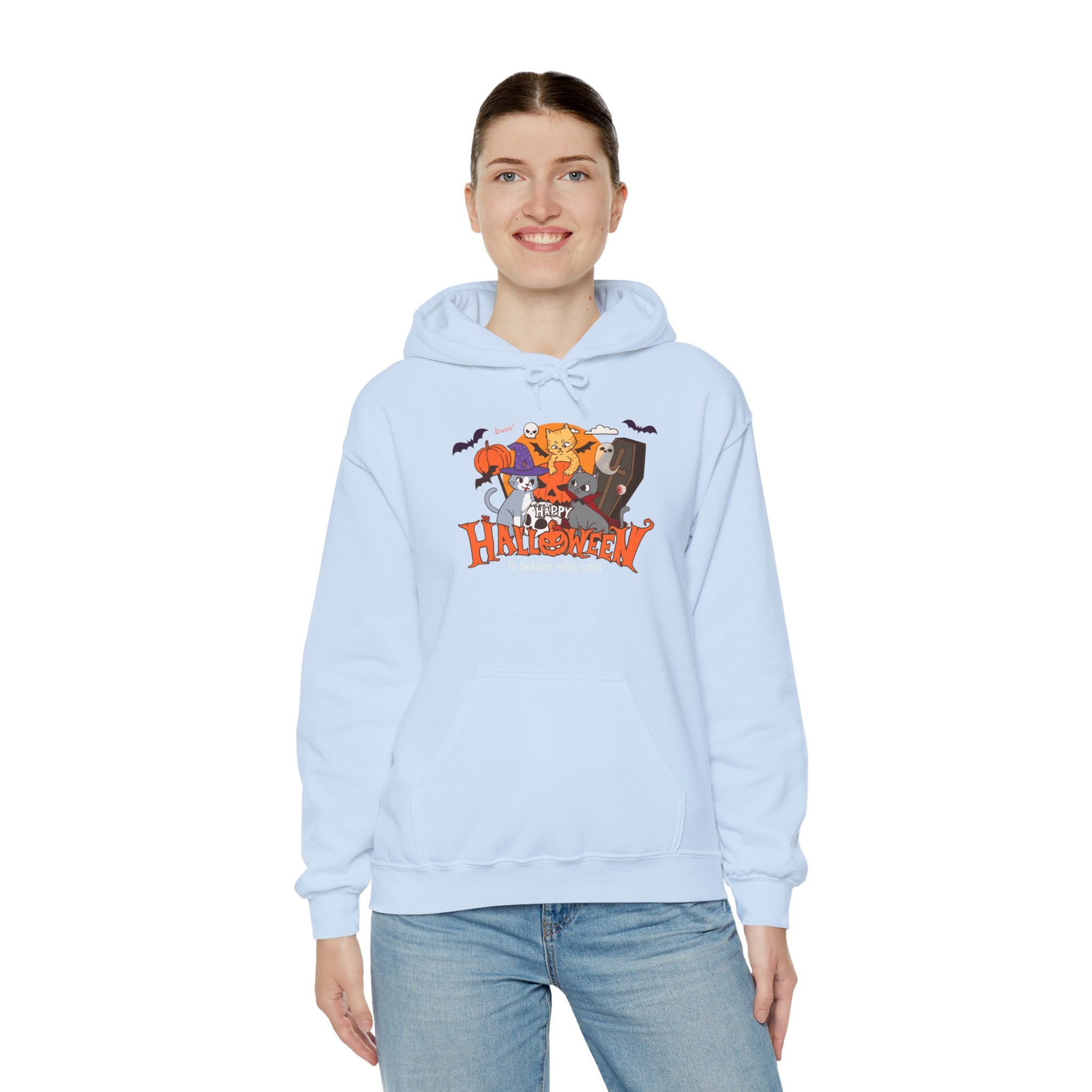 Halloween is Better with Cats | Unisex Heavy Blend Hooded Sweatshirt