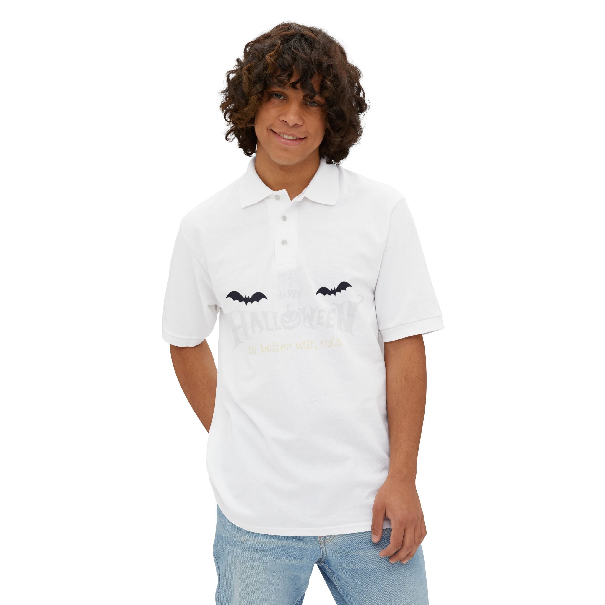 Halloween with Witch's Cats | Men's Piqué Polo