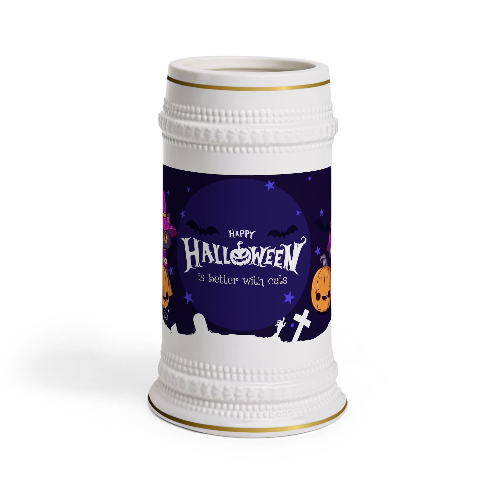 Happy Halloween with Witch's Cats | Stein Mug