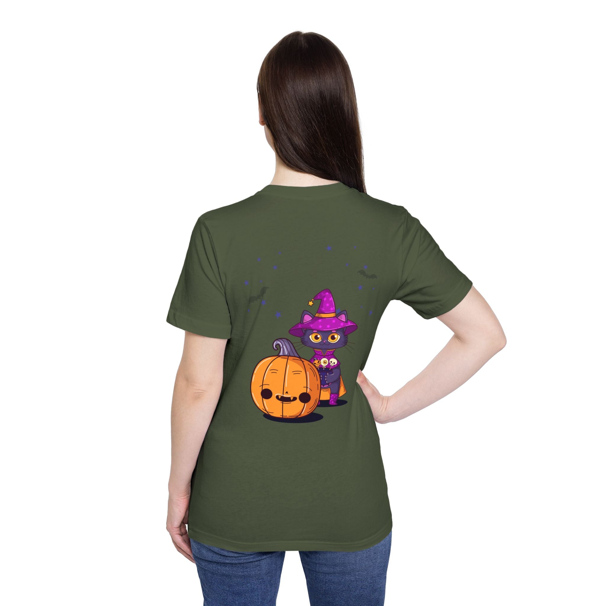Halloween with Witch's Cats | USA-Made Unisex Short-Sleeve Jersey T-Shirt