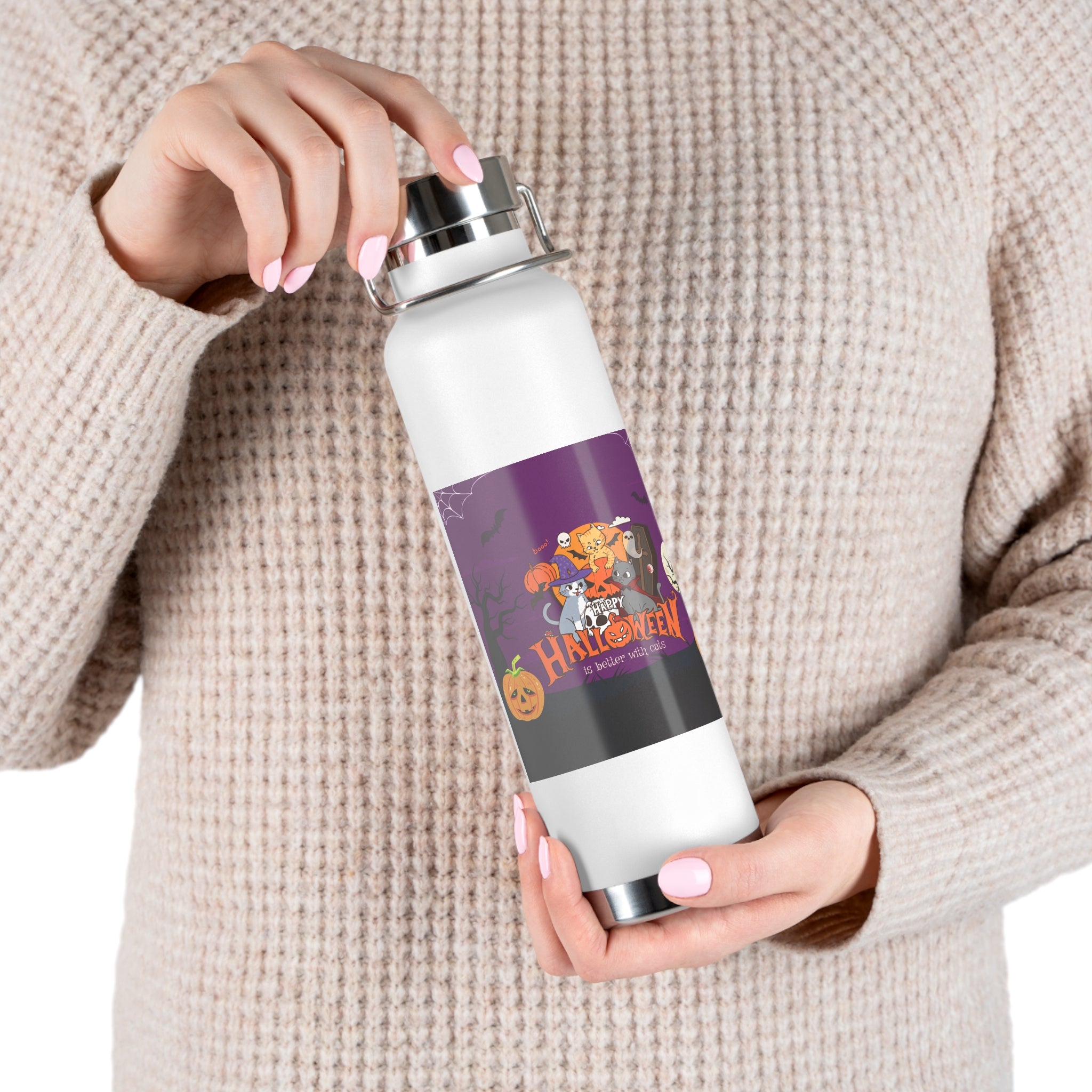 Happy Halloween is Better with Cats | Copper Vacuum Insulated Bottle