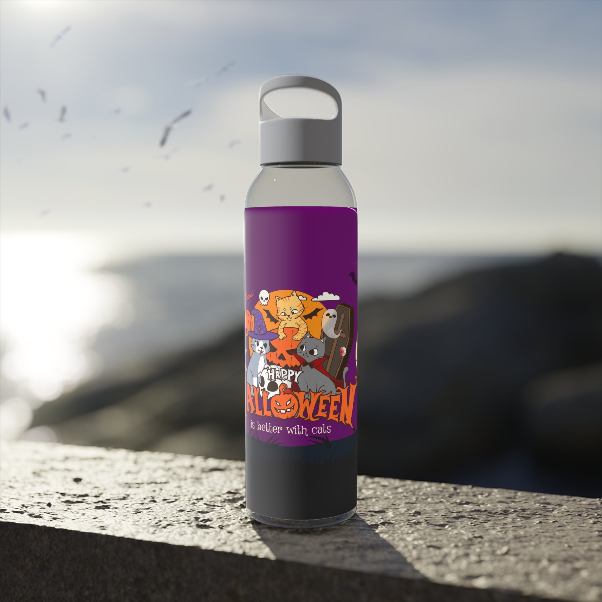 Happy Halloween is Better with Cats | Sky Water Bottle