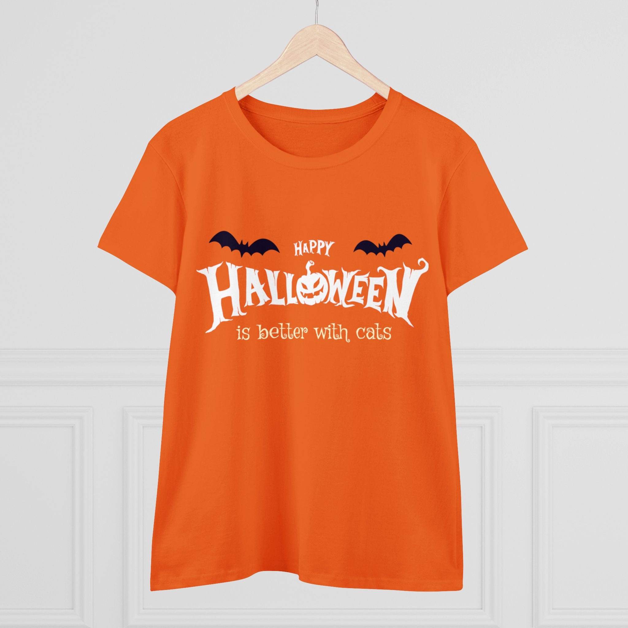 Halloween with Witch's Cats | Women's Midweight Cotton Tee