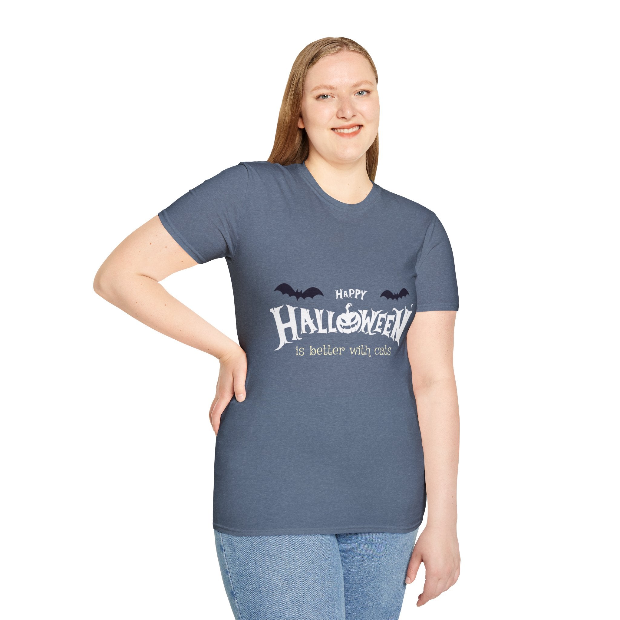 Halloween with Witch's Cats | Unisex Softstyle T-Shirt