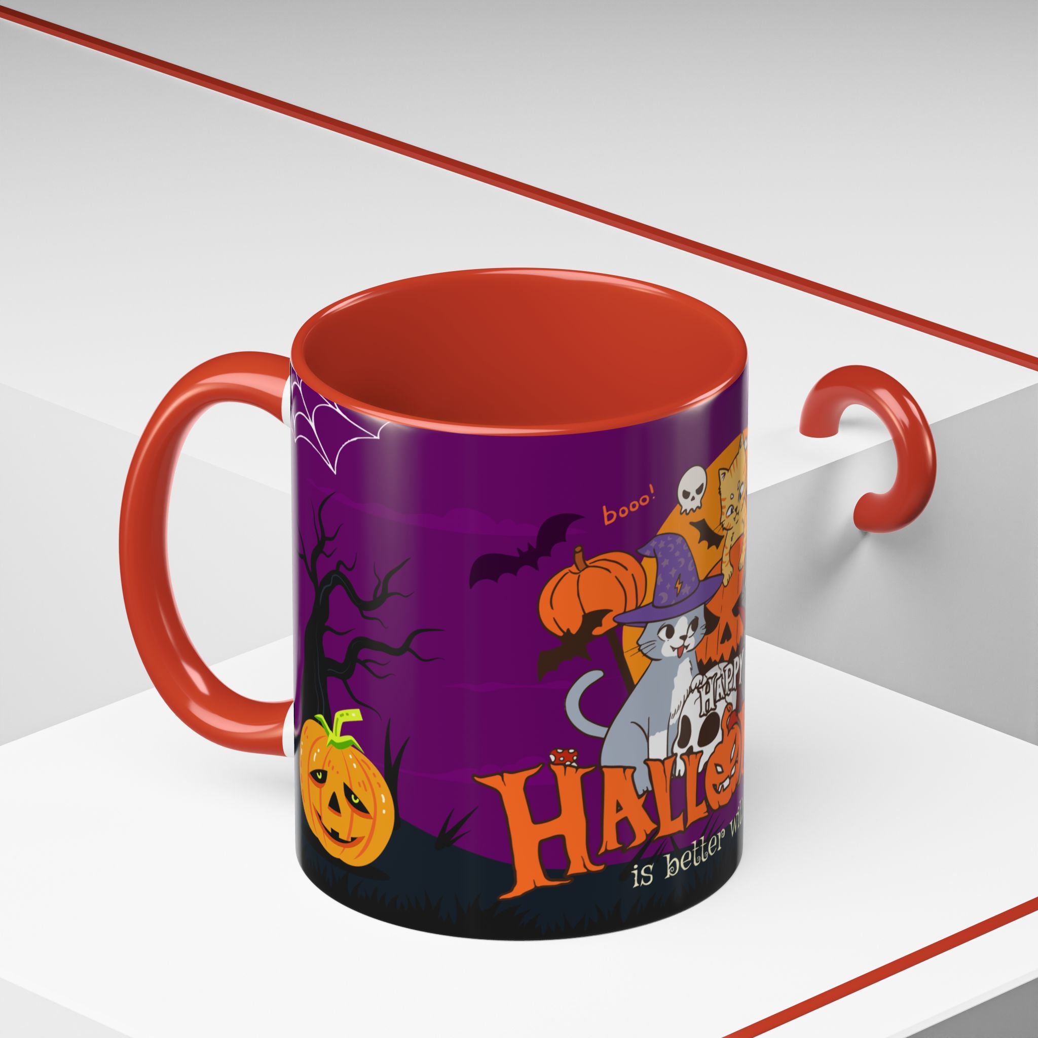 Happpy Halloween is better with Cats | Accent Coffee Mug