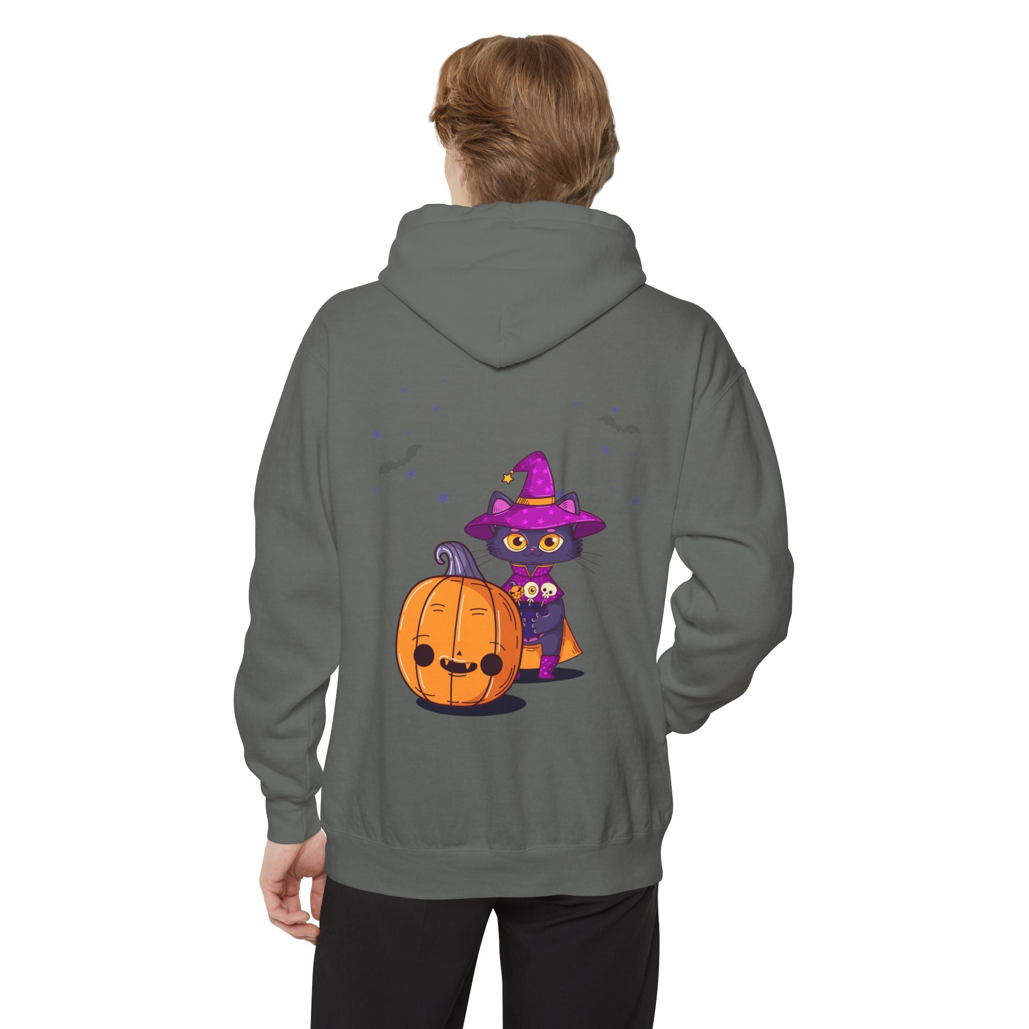 Halloween with Witch's Cats | Unisex Garment-Dyed Hoodie