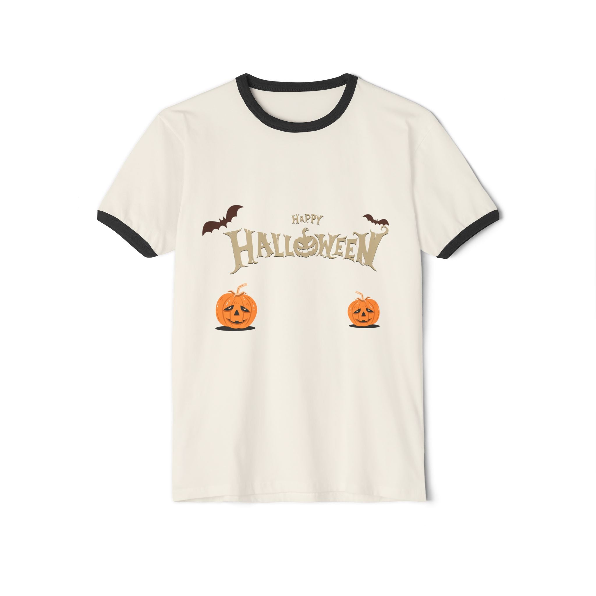 Halloween with Pumpkins | Unisex Cotton Ringer T-Shirt