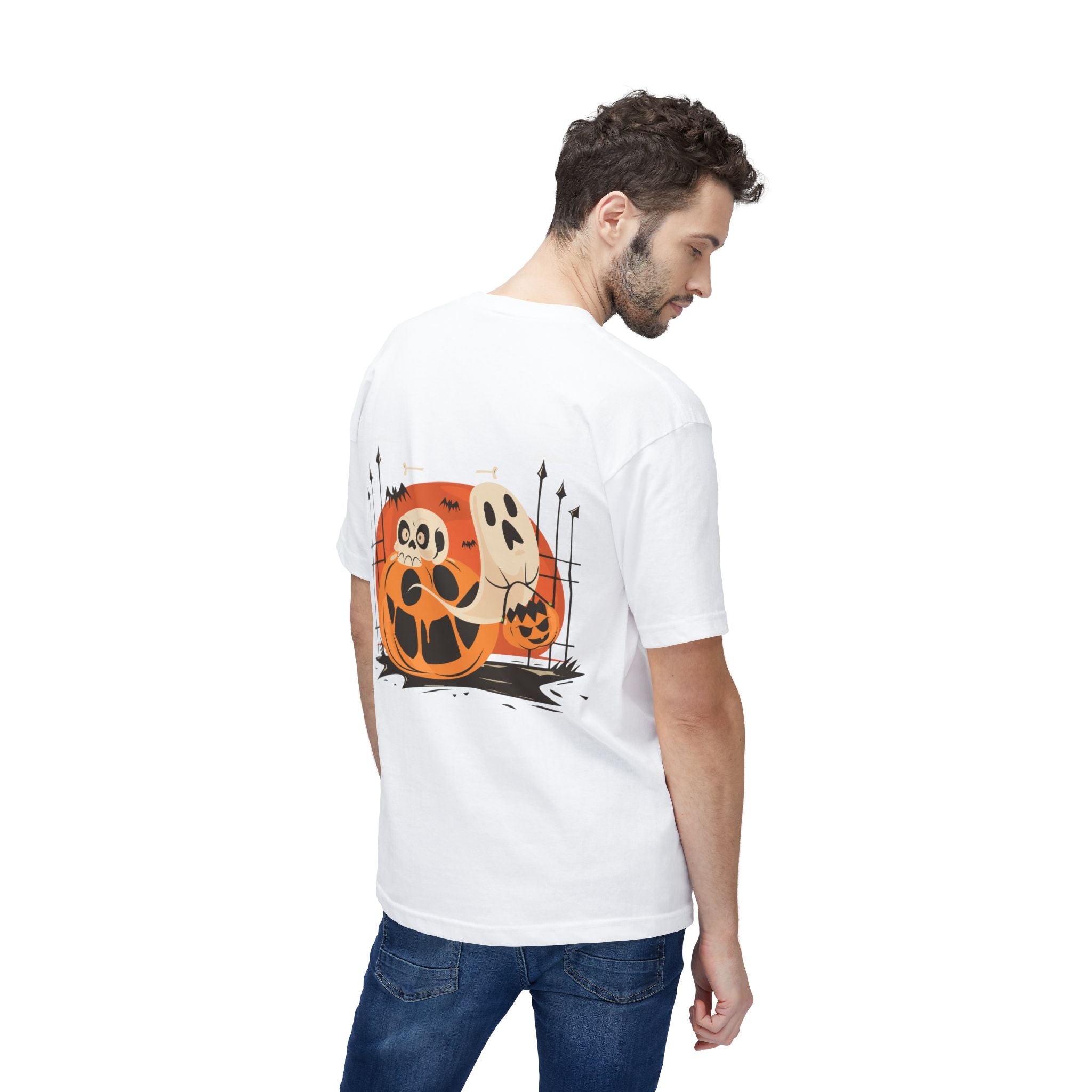 Halloween with Pumpkins | Unisex Midweight T-shirt, Made in US