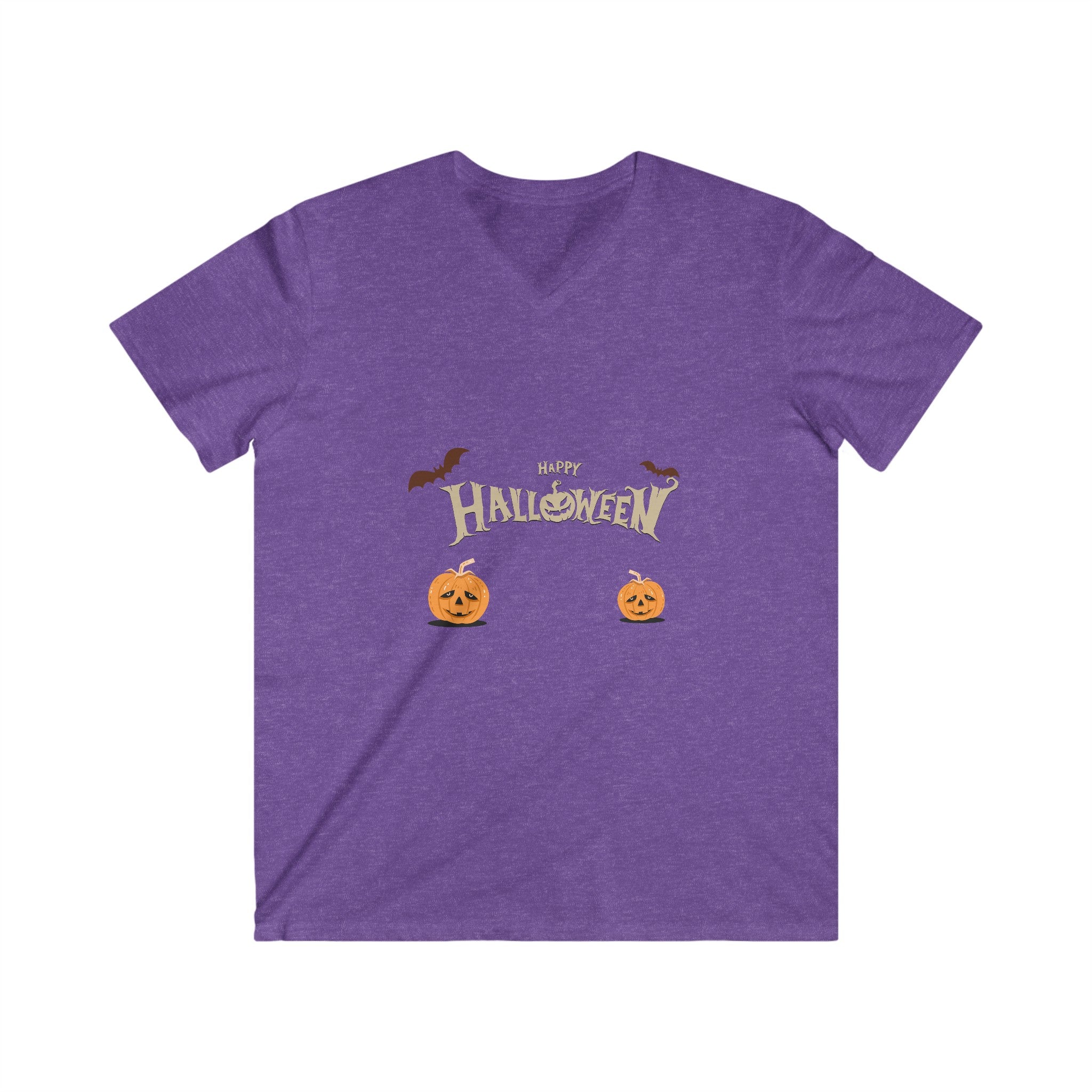Halloween with Pumpkins | Men's Fitted V-Neck Short Sleeve Tee