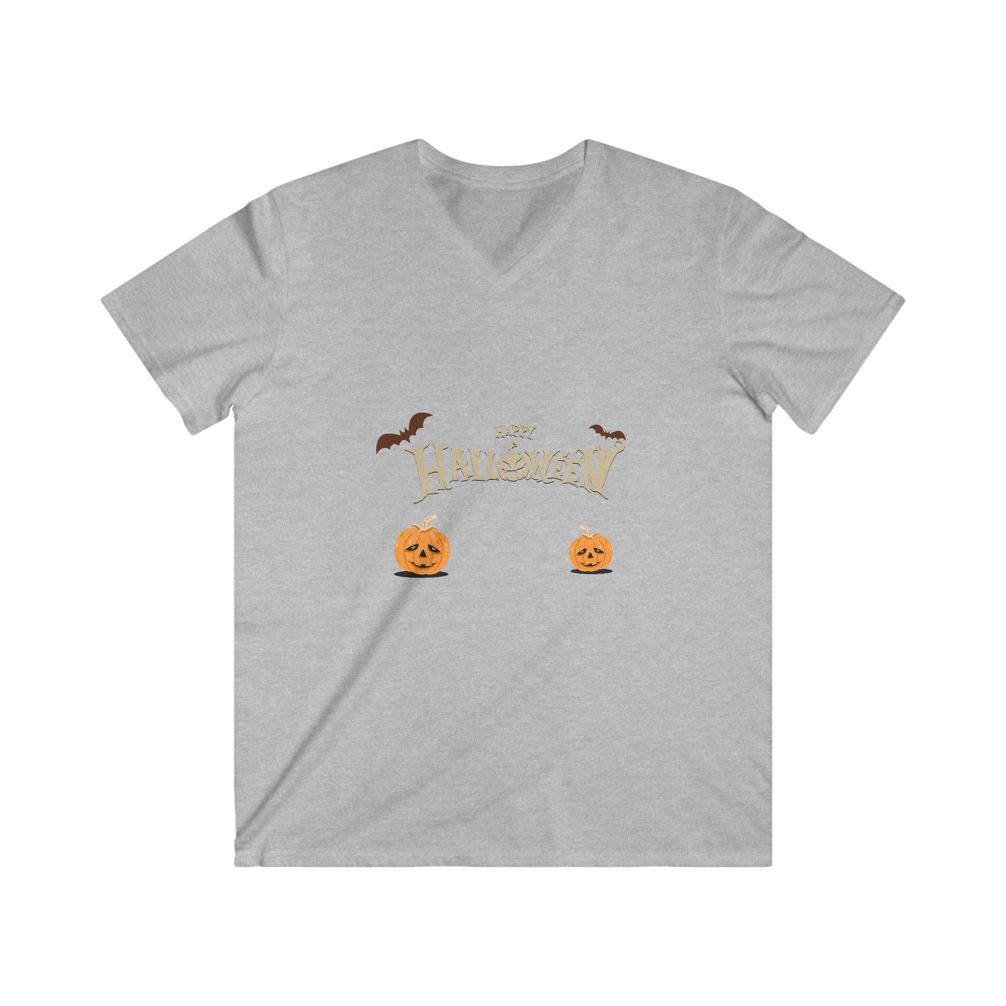 Halloween with Pumpkins | Men's Fitted V-Neck Short Sleeve Tee