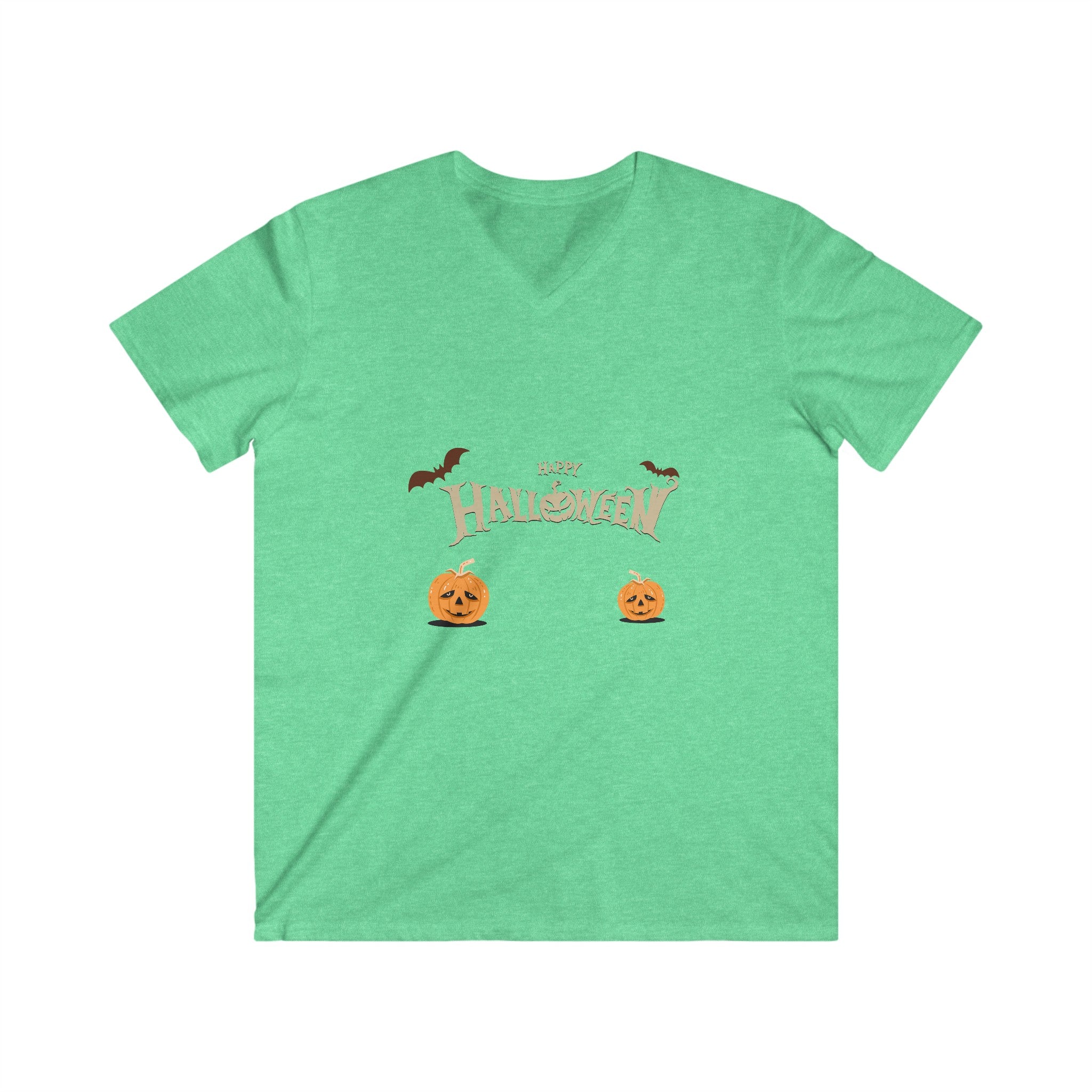 Halloween with Pumpkins | Men's Fitted V-Neck Short Sleeve Tee