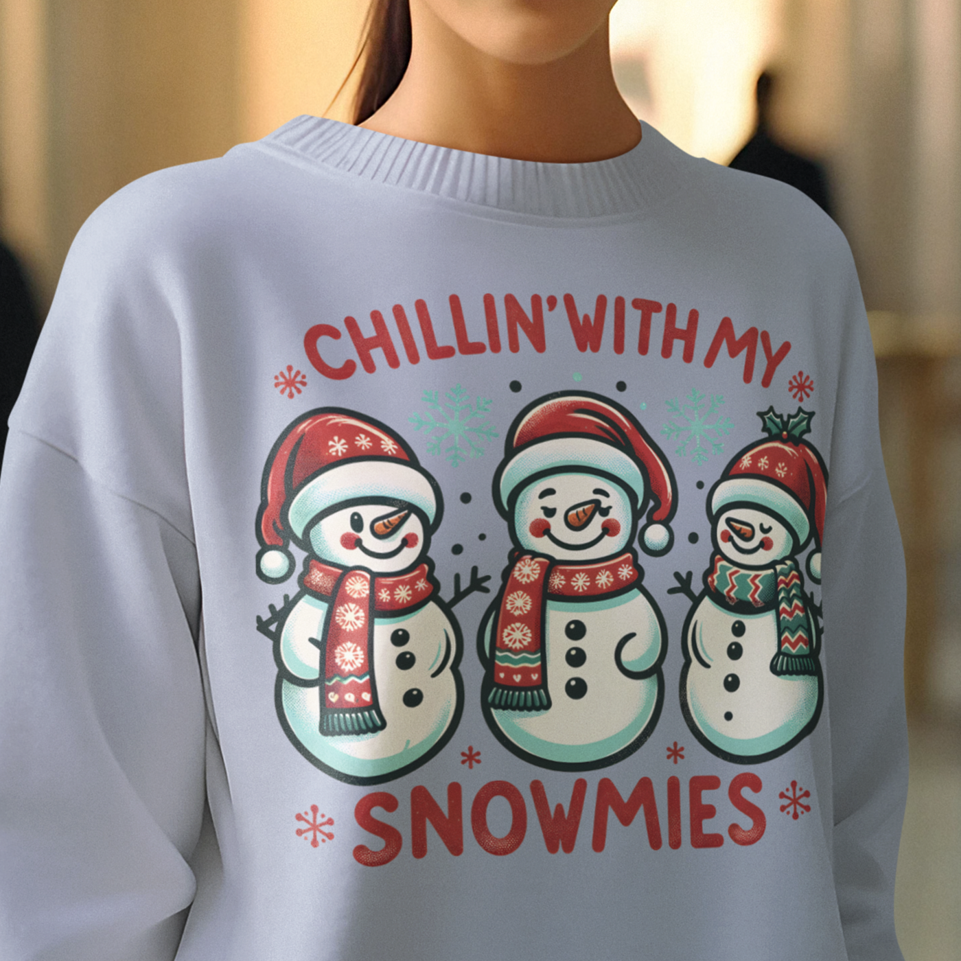 Chillin With My Snowmies | Cute Snowman Christmas | Unisex Crewneck Sweatshirts