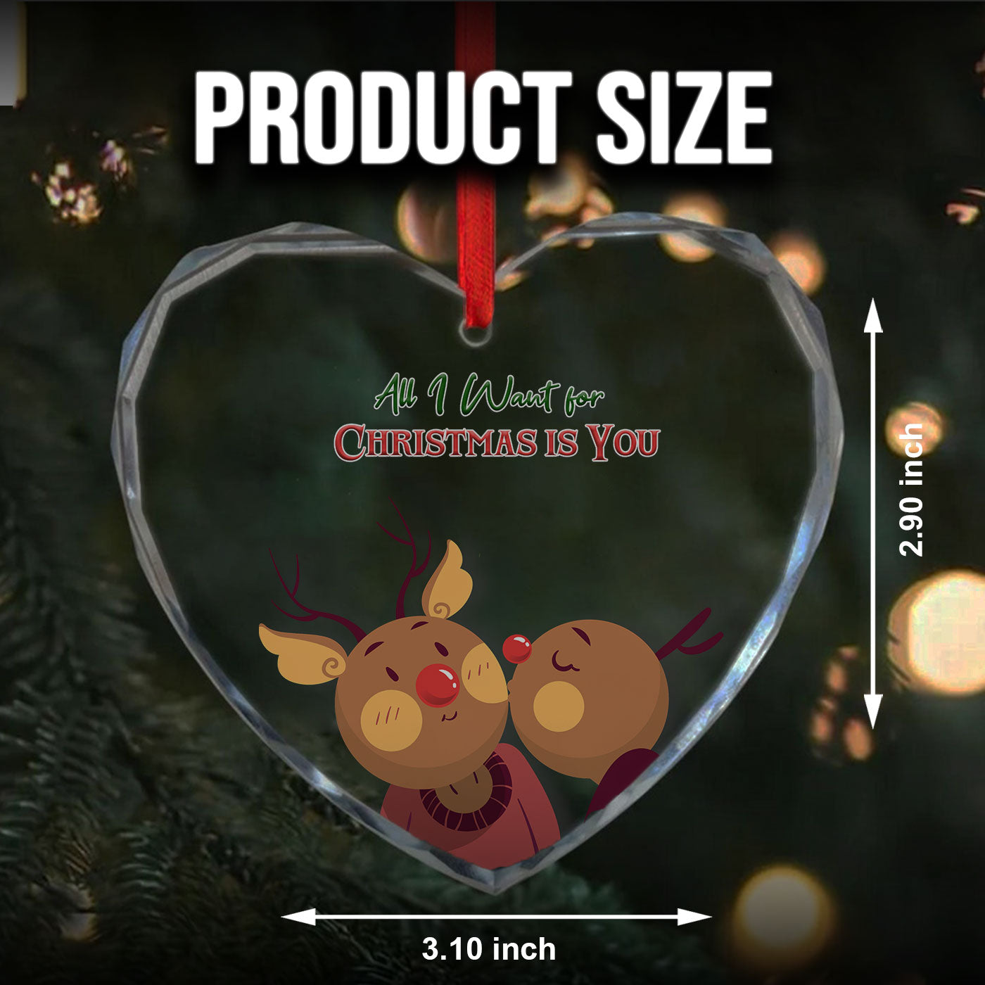 All I Want for Christmas is You | Reindeer Couple | Glass Ornament