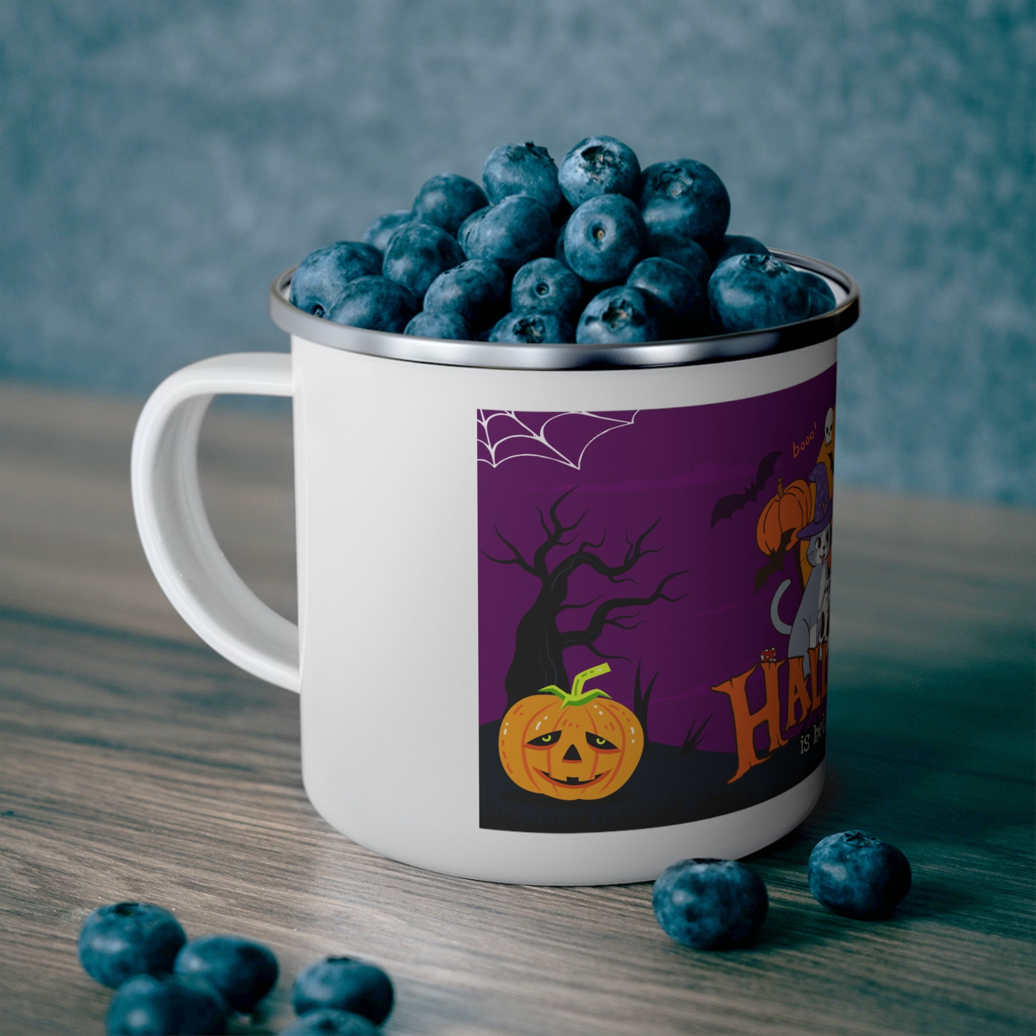 Happy Halloween is Better with Cats | Enamel Camping Mug