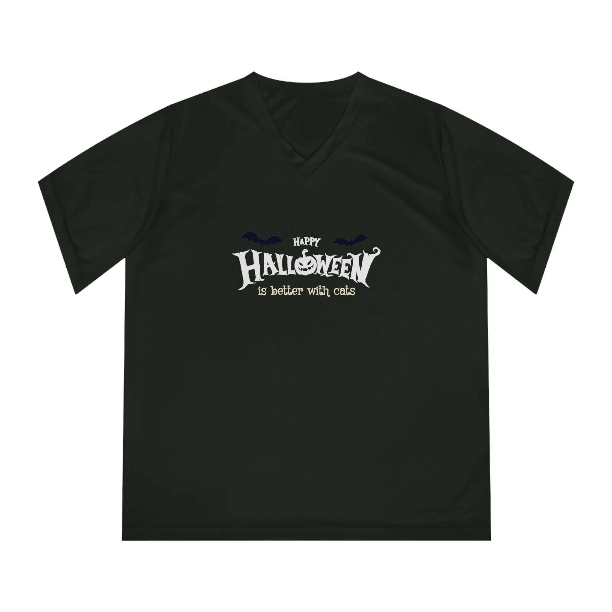 Halloween with Witch's Cats | Women's Performance V-Neck T-Shirt