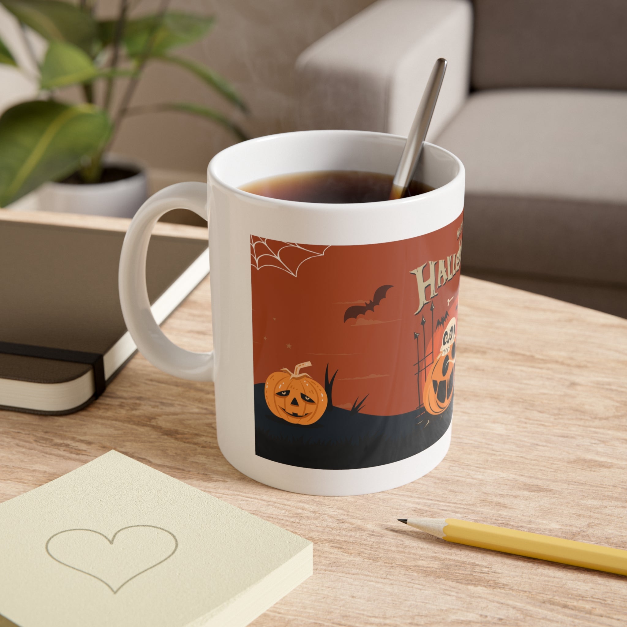 Happy Halloween with Pumpkin | White Ceramic Mug