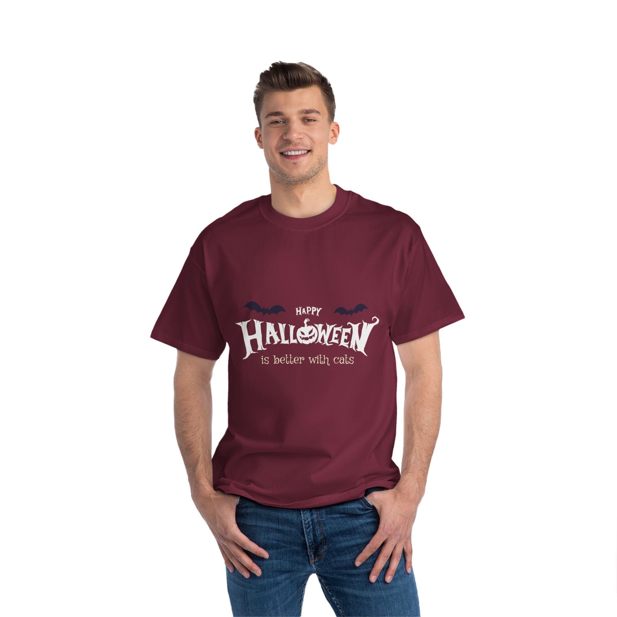 Halloween with Witch's Cats | Beefy-T®  Short-Sleeve T-Shirt
