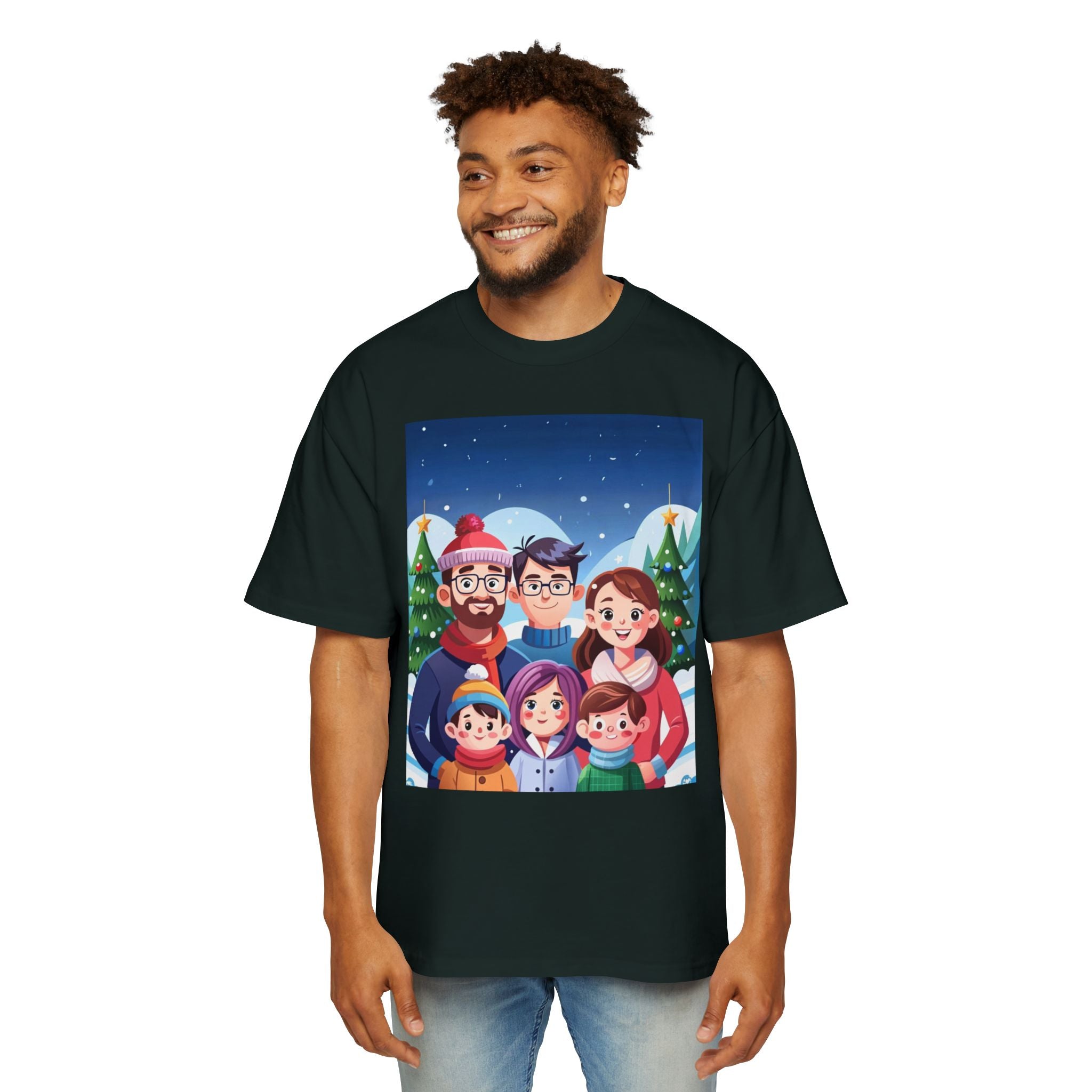 Happy Christmas with Family | Men's Heavy Oversized Tee
