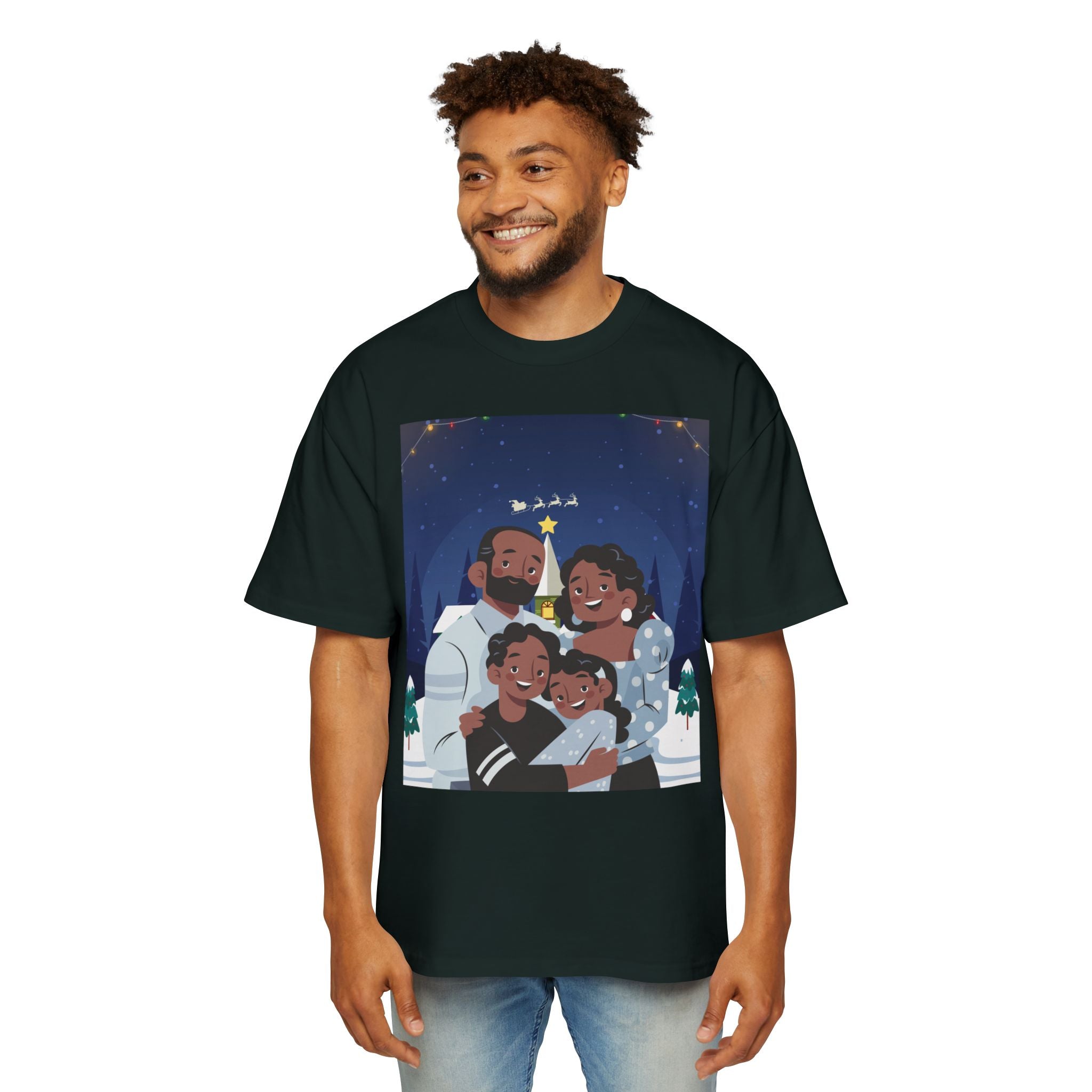 Happy Christmas Family | Men's Heavy Oversized Tee