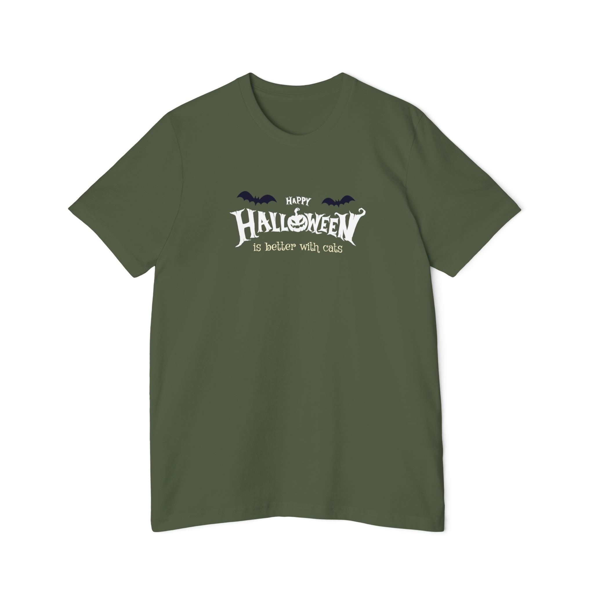 Halloween with Witch's Cats | USA-Made Unisex Short-Sleeve Jersey T-Shirt