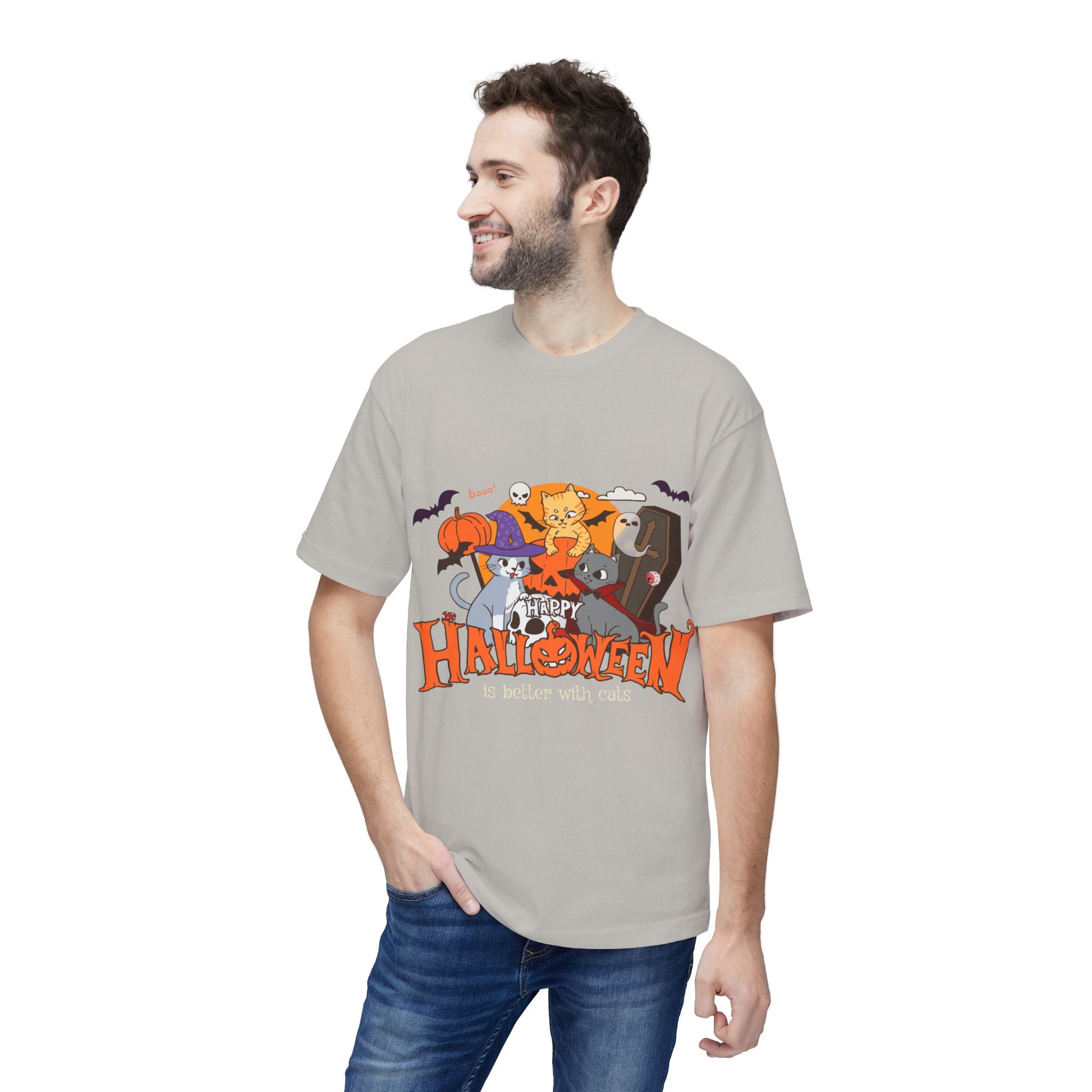 Halloween is Better with Cats | Unisex Midweight T-shirt, Made in US
