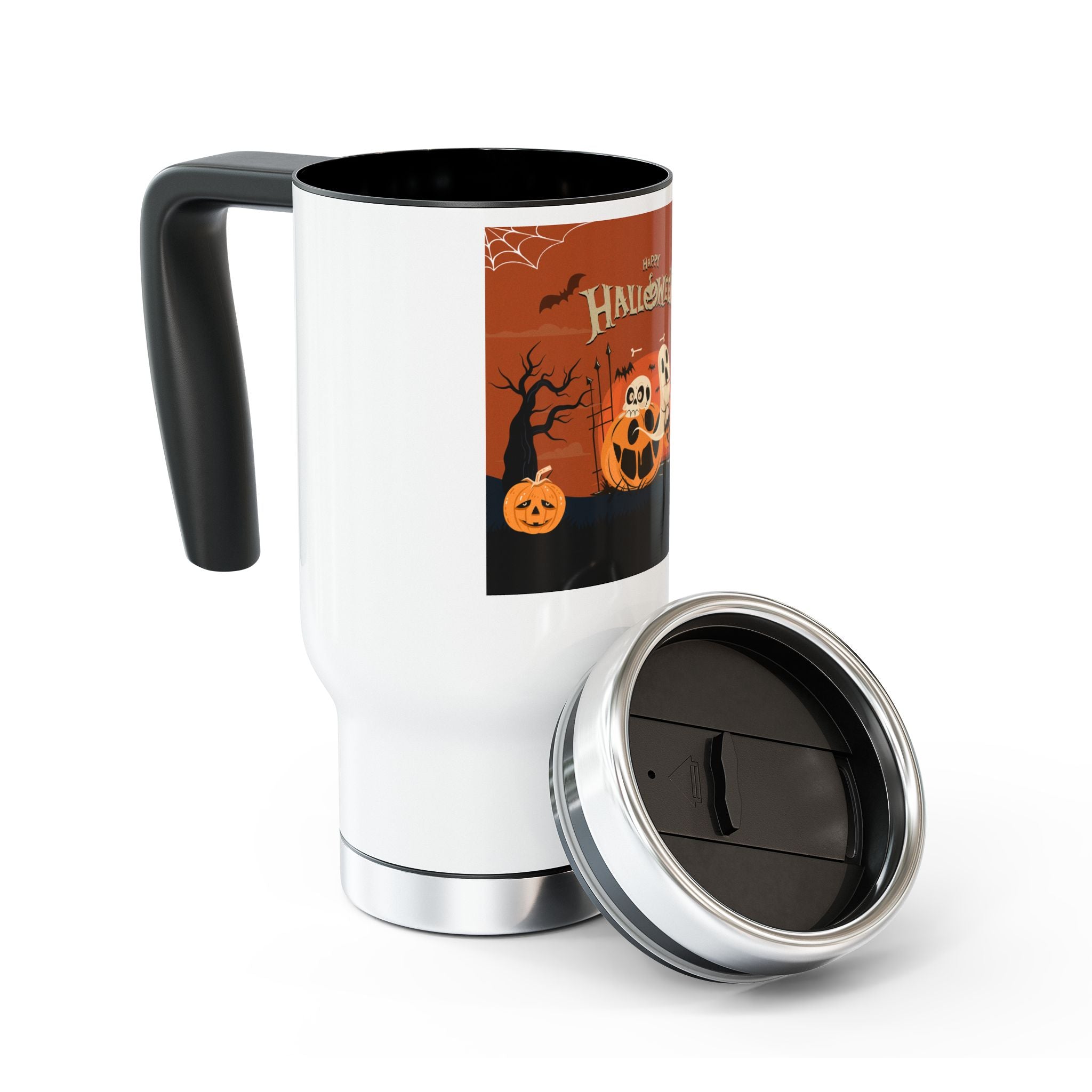 Happy Halloween with Pumpkin | Stainless Steel Travel Mug with Handle