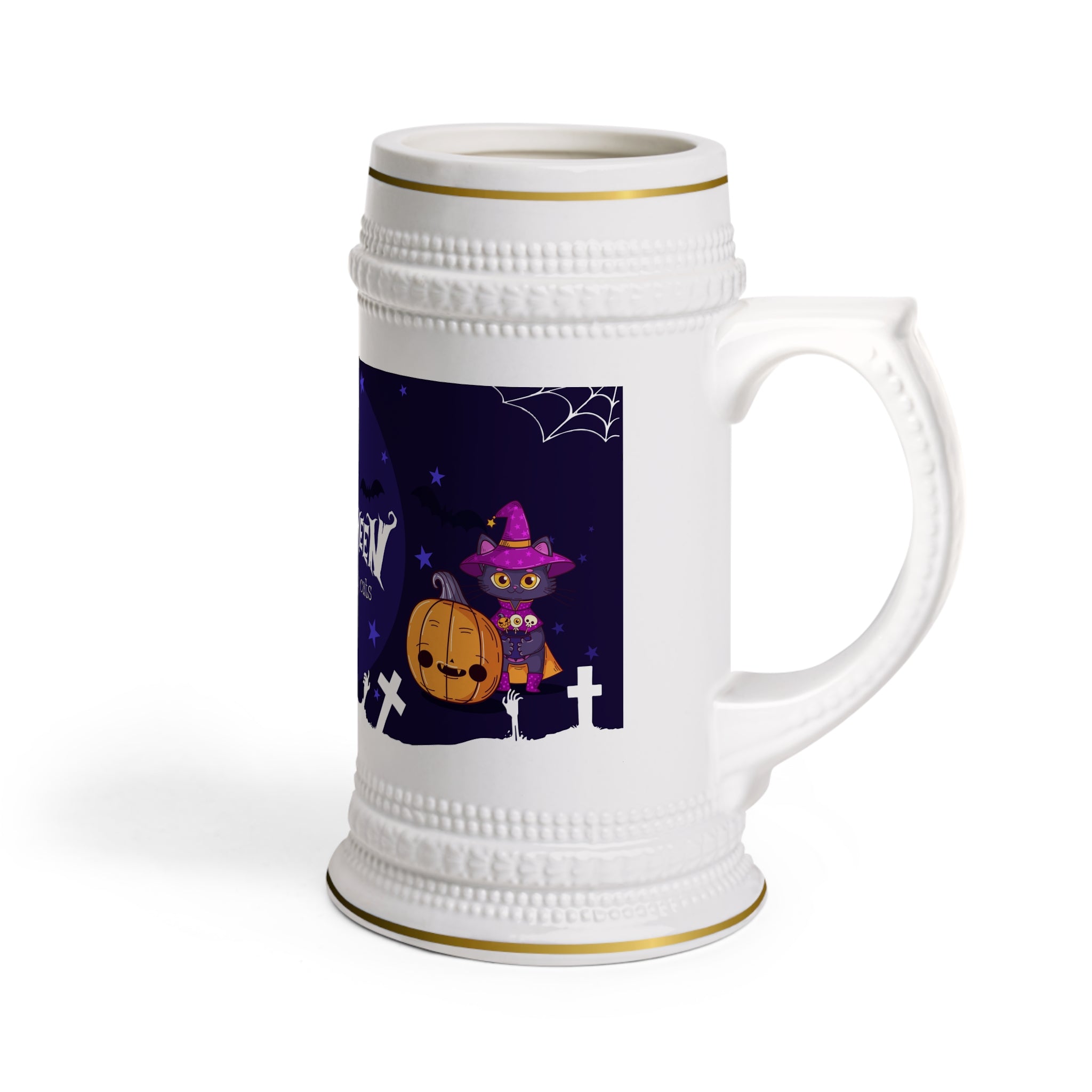 Happy Halloween with Witch's Cats | Stein Mug