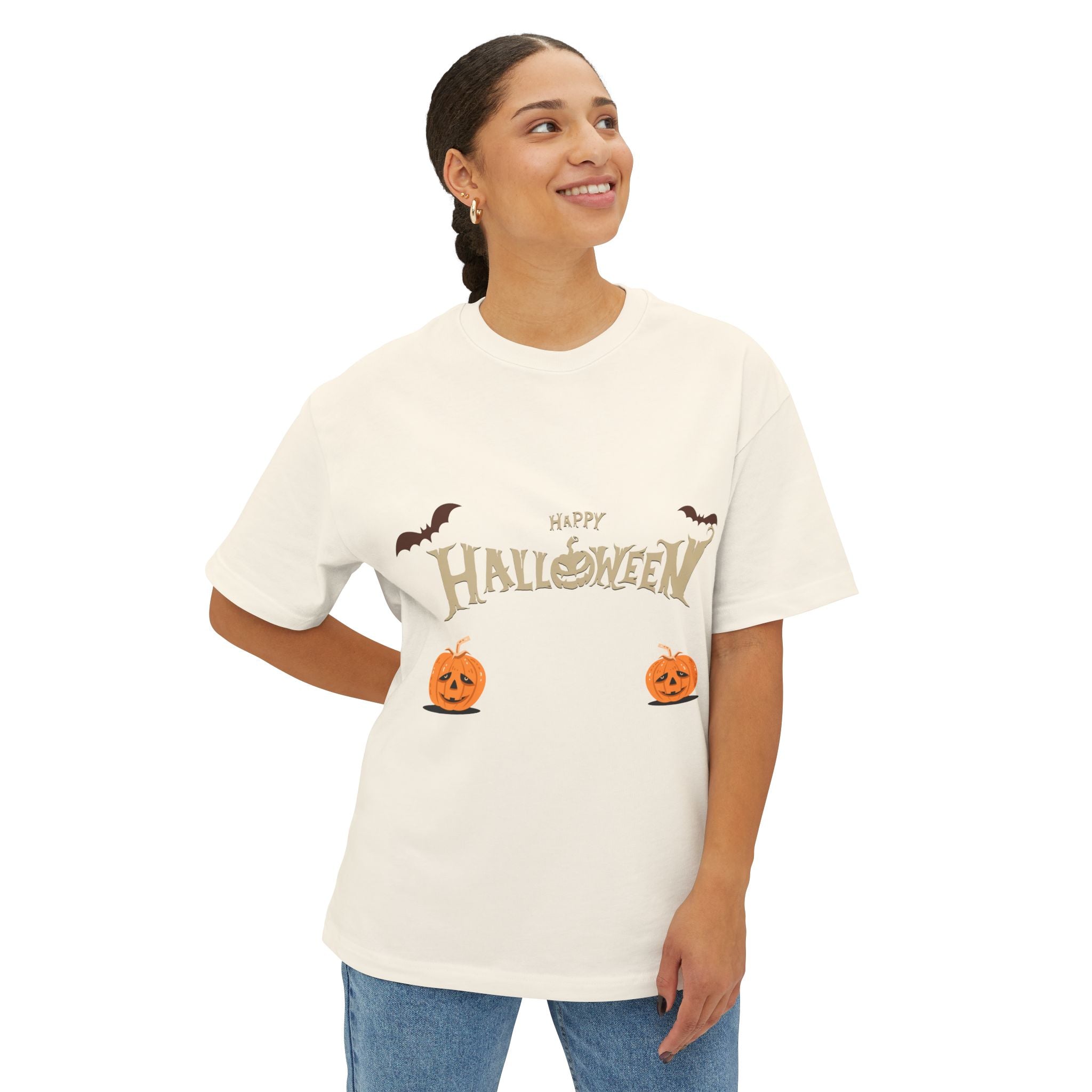 Halloween with Pumpkins | Unisex Oversized Boxy Tee