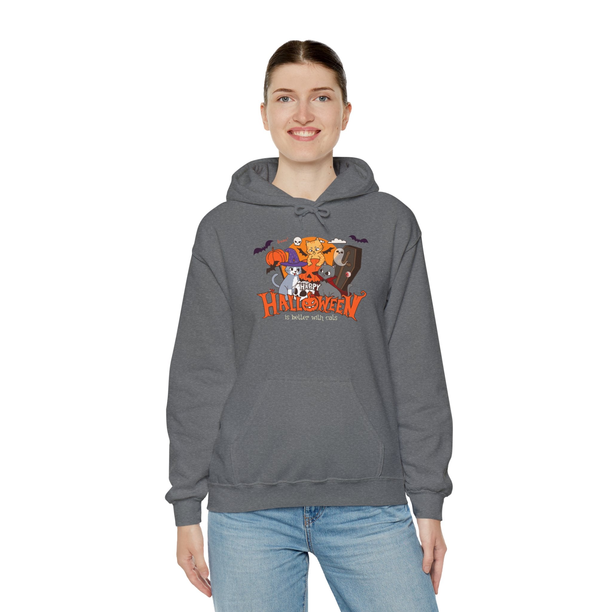 Halloween is Better with Cats | Unisex Heavy Blend Hooded Sweatshirt