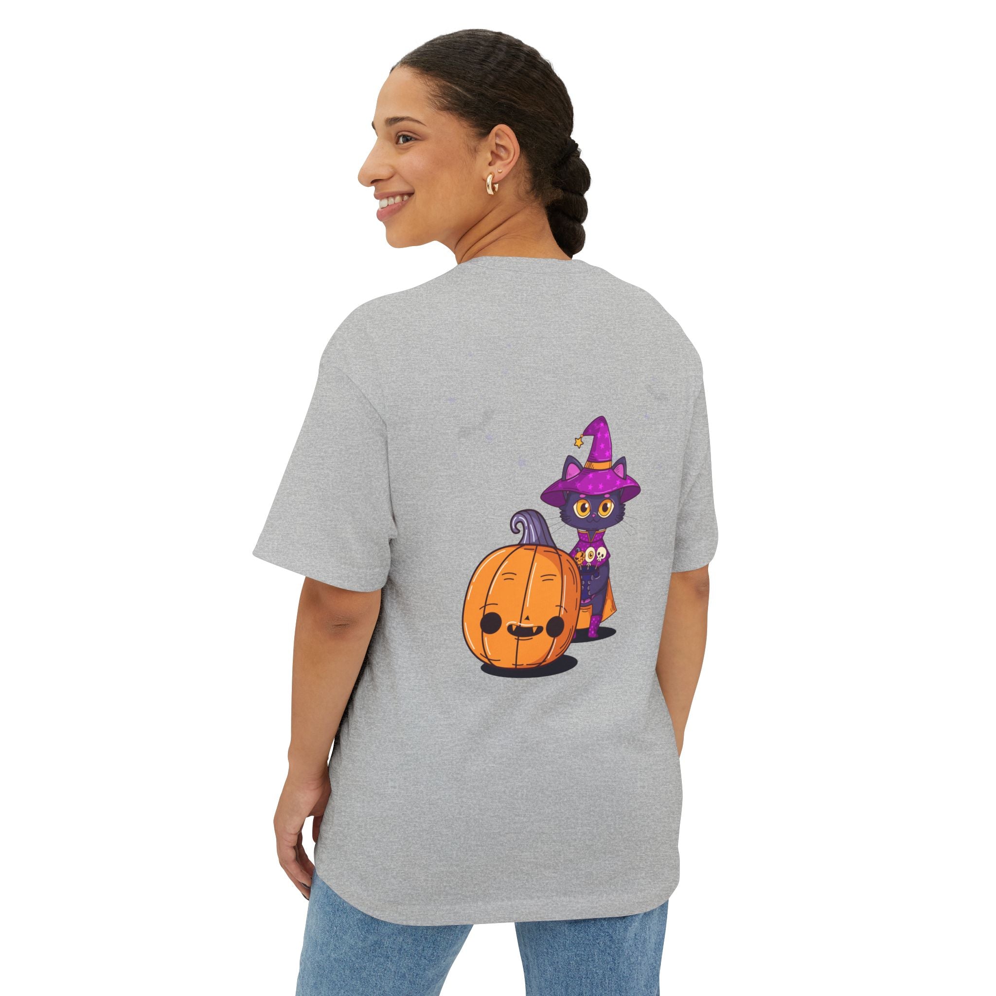 Halloween with Witch's Cats | Unisex Oversized Boxy Tee