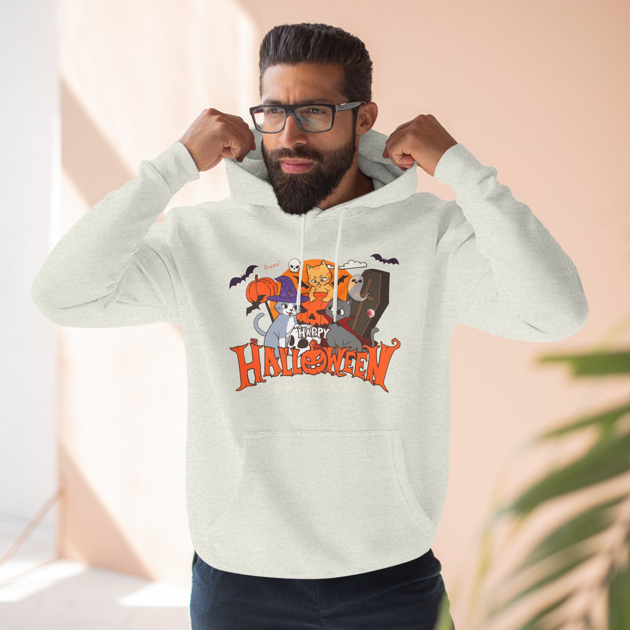 Halloween is Better with Cats | Three-Panel Fleece Hoodie