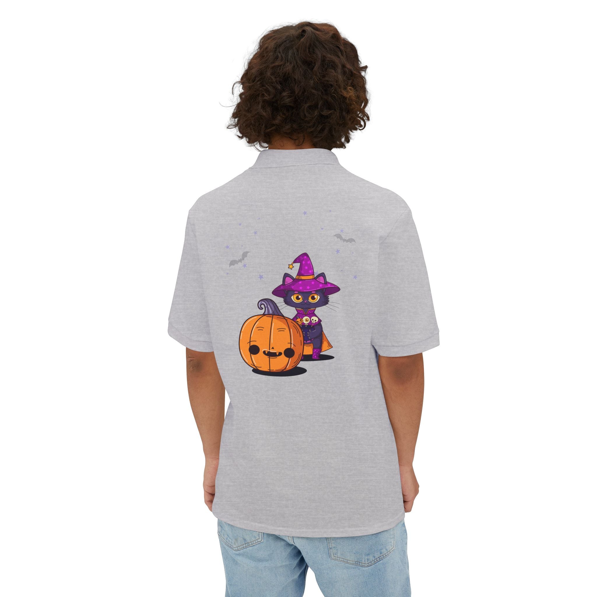 Halloween with Witch's Cats | Men's Piqué Polo