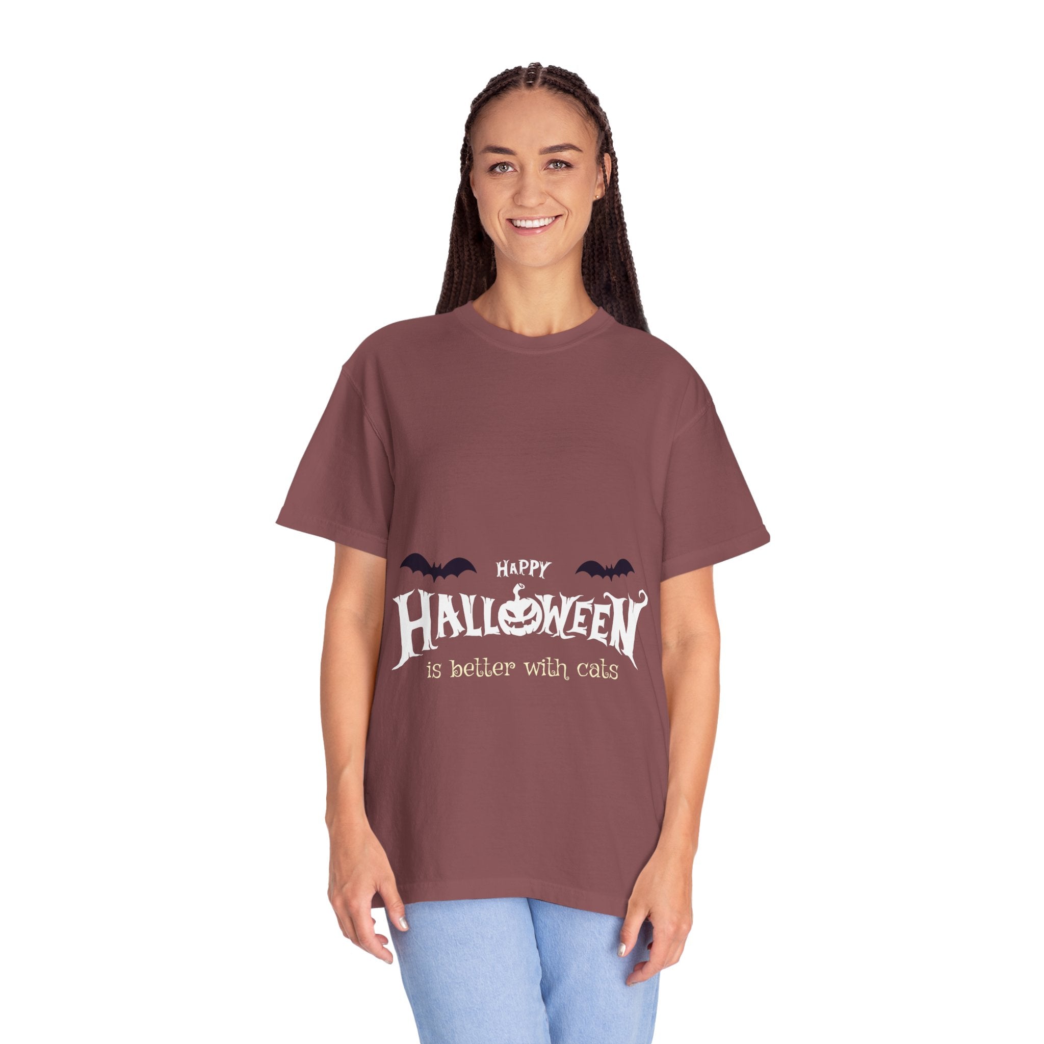 Halloween with Witch's Cats | Unisex Garment-Dyed T-shirt