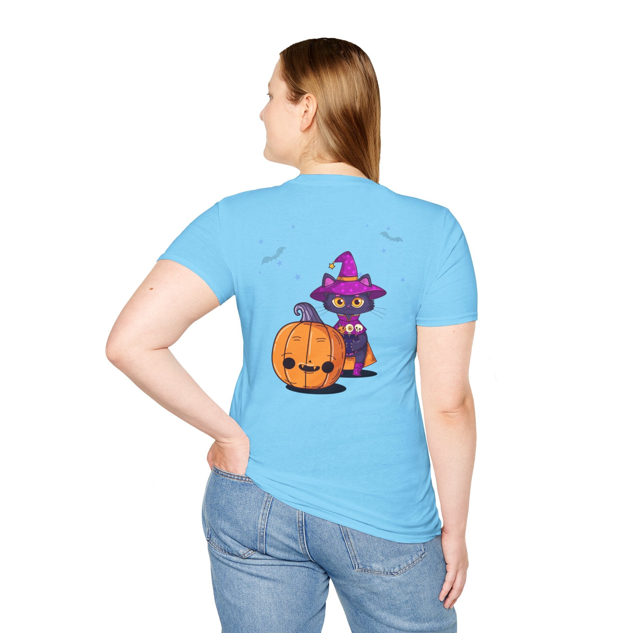Halloween with Witch's Cats | Unisex Softstyle T-Shirt