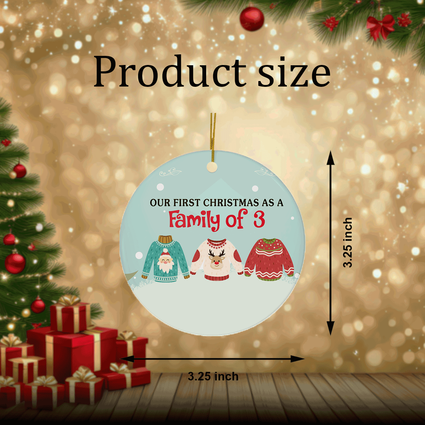 Festive Sweater | Our First Christmas as a Family of 3 | Ceramic Ornament
